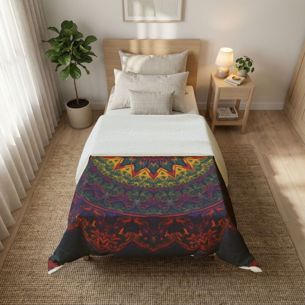Bohemian Mandala Cotton Duvet Cover — Psychedelic Sunburst Bedding