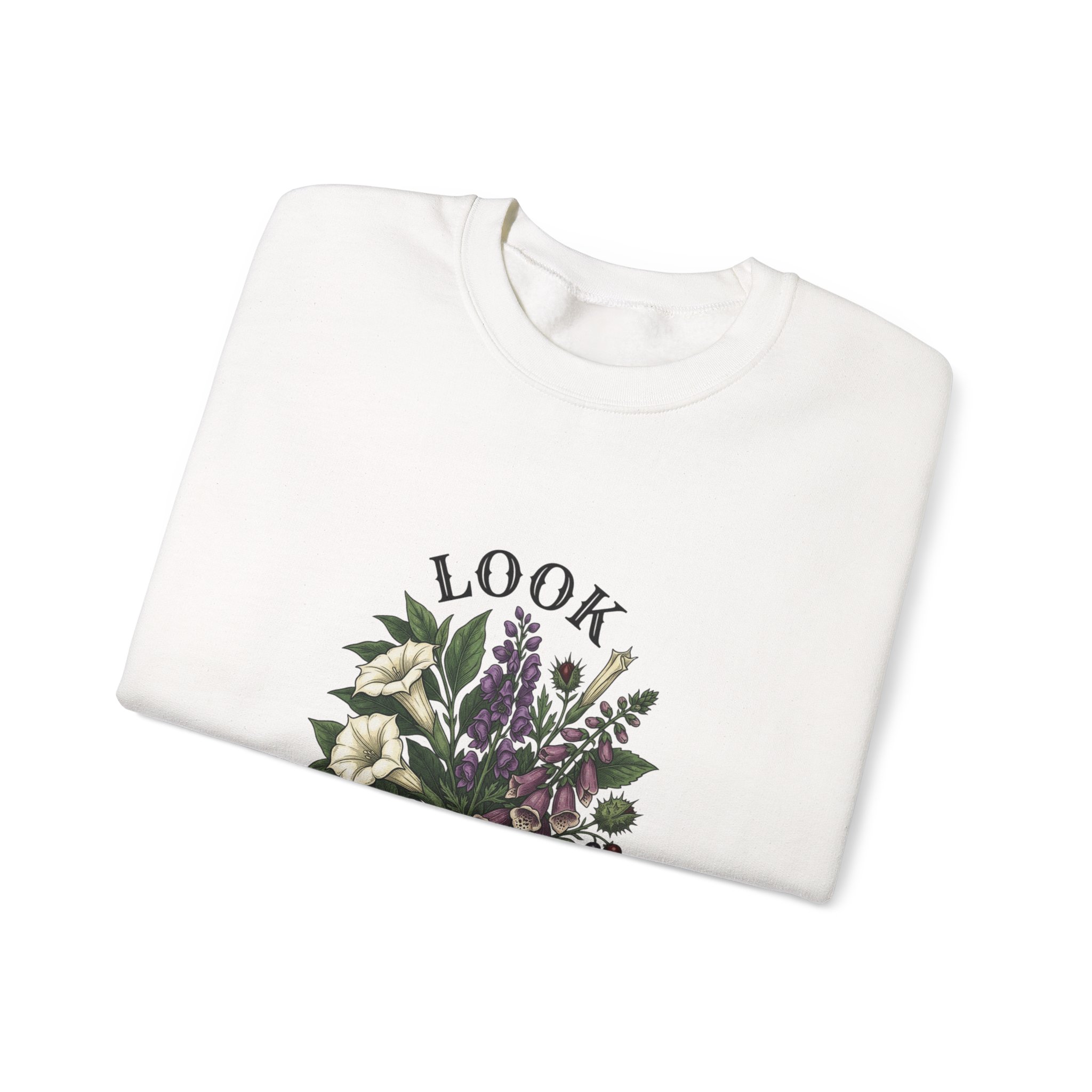 Look Don't Touch sweatshirt | Gothic botanicals floral crest - Image 3