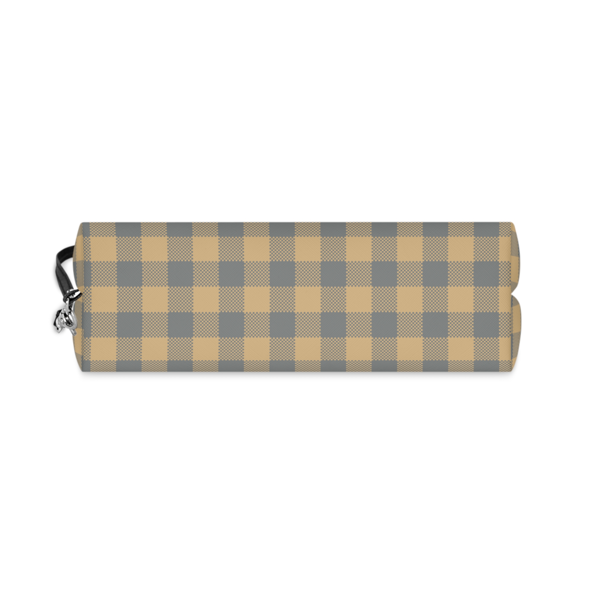 Plaid Cosmetic Pouch — Yellow & Gray Check Makeup Bag - Image 6