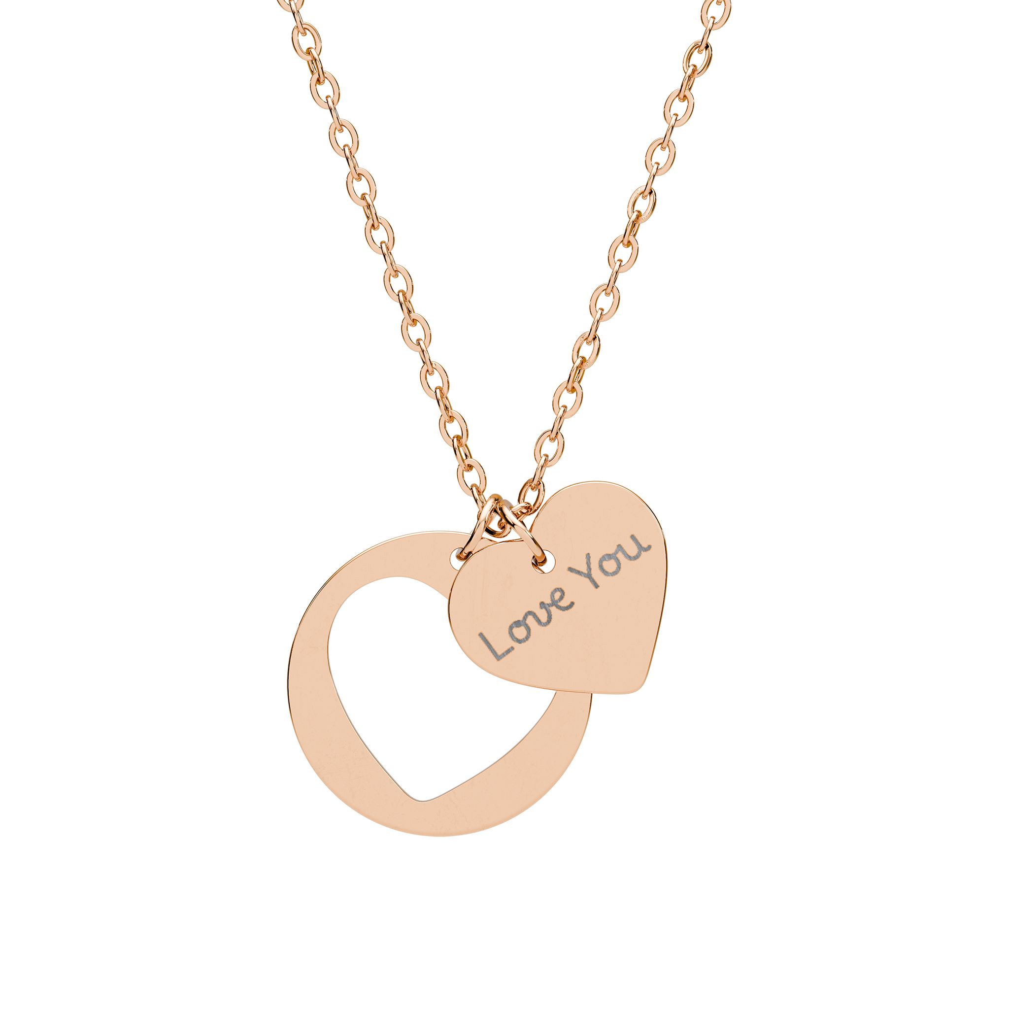 Engraved Heart Cutout Necklace – "Love You" Pendant - Image 2