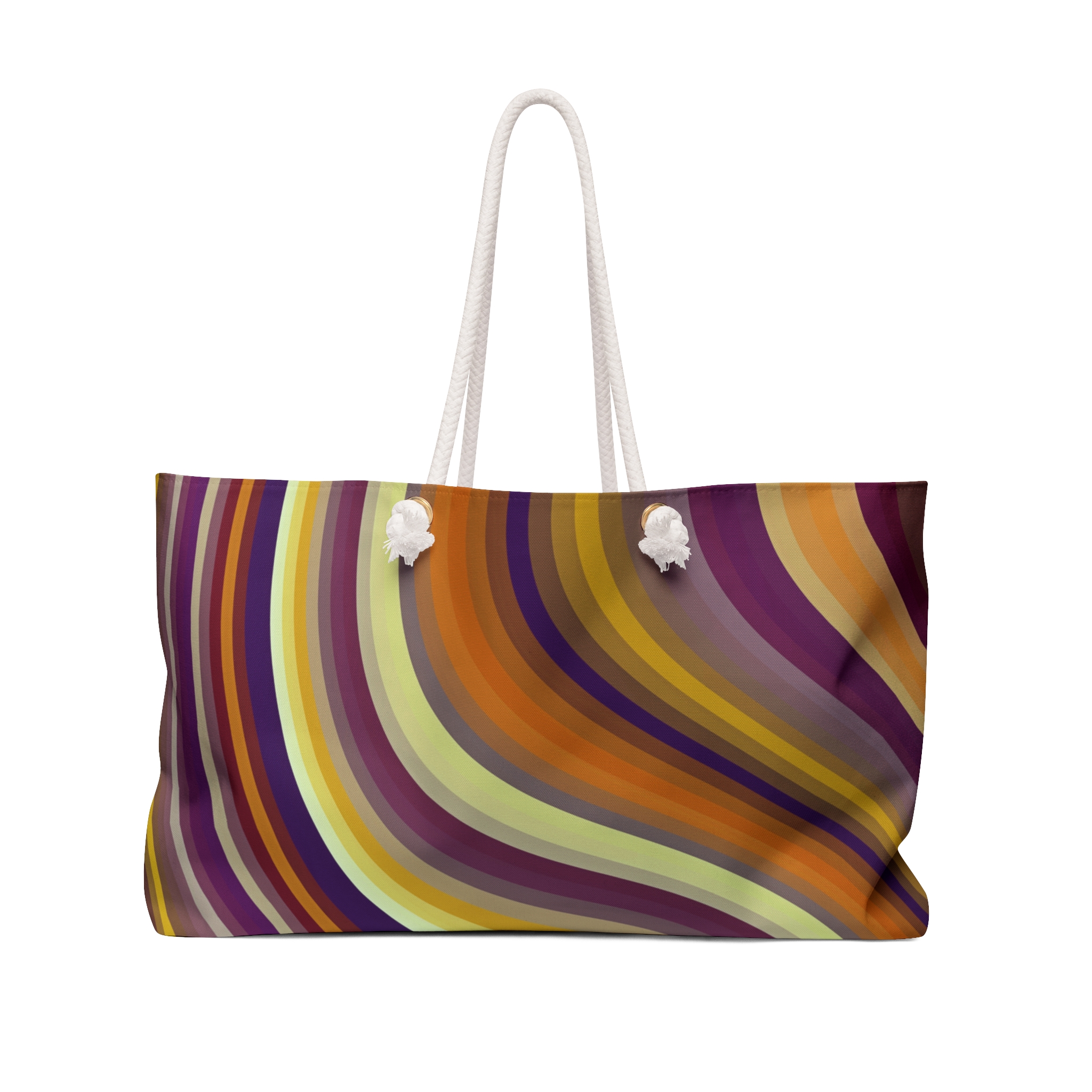 Retro Swirl Weekender Bag — Oversized Travel Tote in Autumn Stripe
