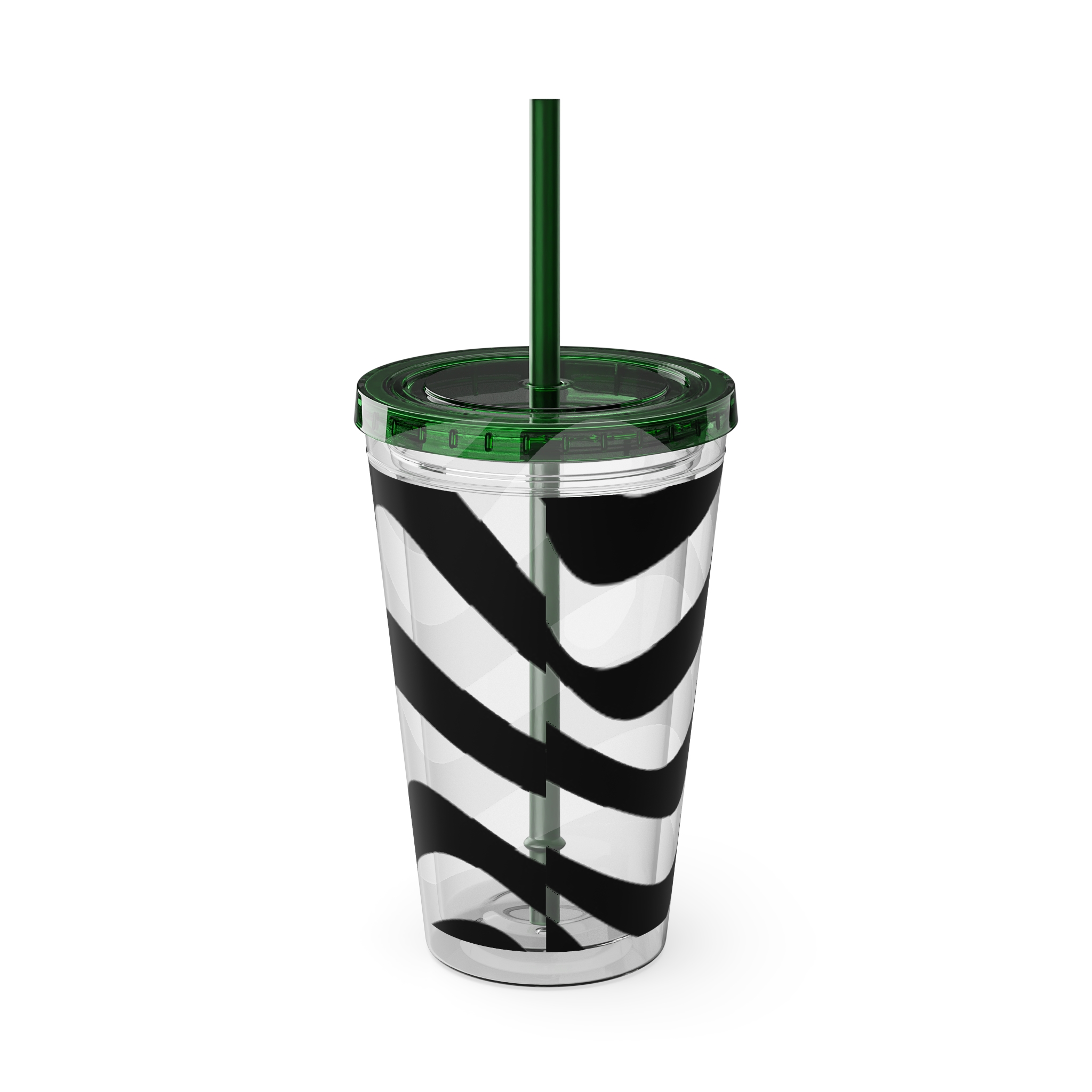 Wavy Stripes 16oz Tumbler with Straw — Black Brushstroke Design - Image 28
