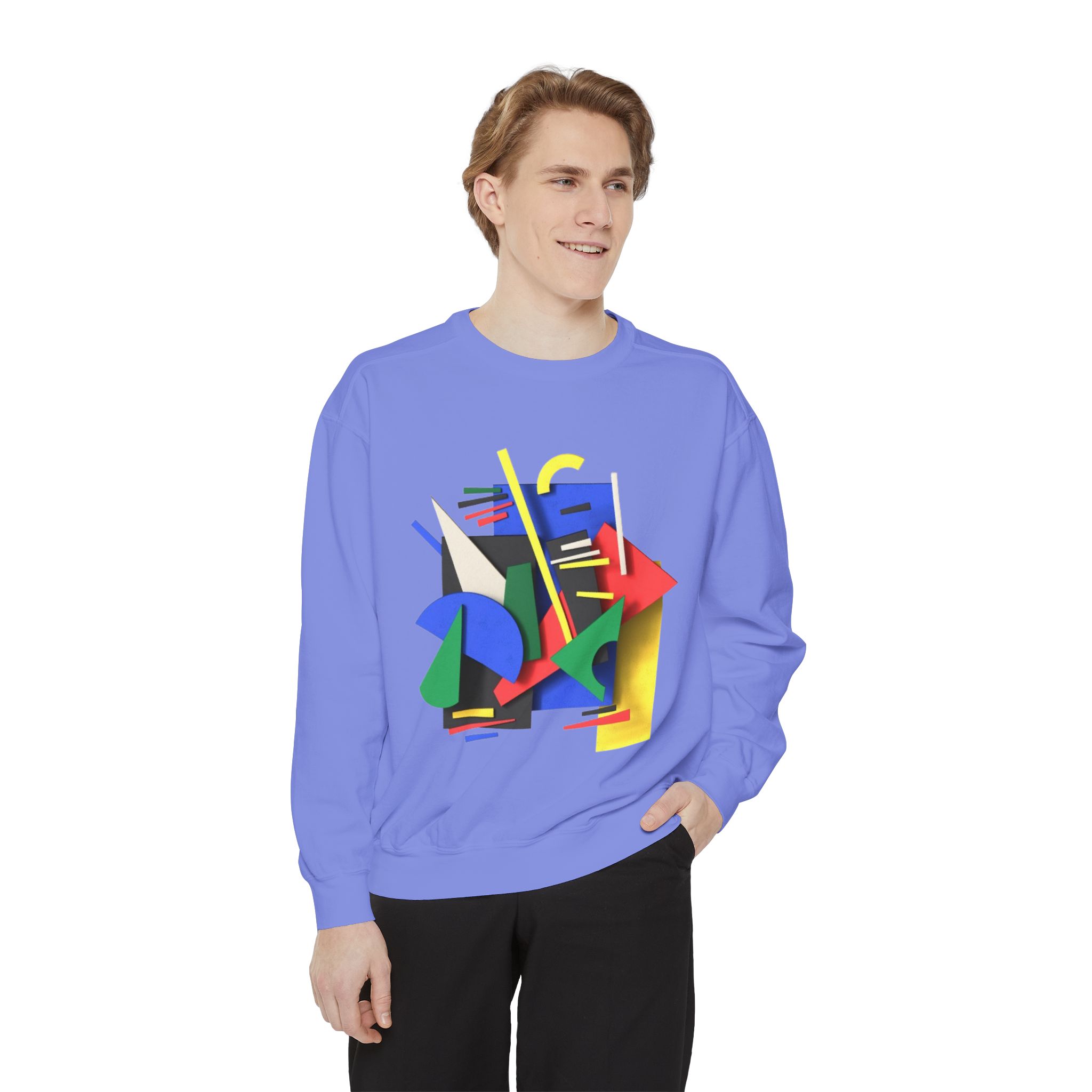 Abstract Geometric Crewneck Sweatshirt — Colorful 80s Retro Art Design - Image 63