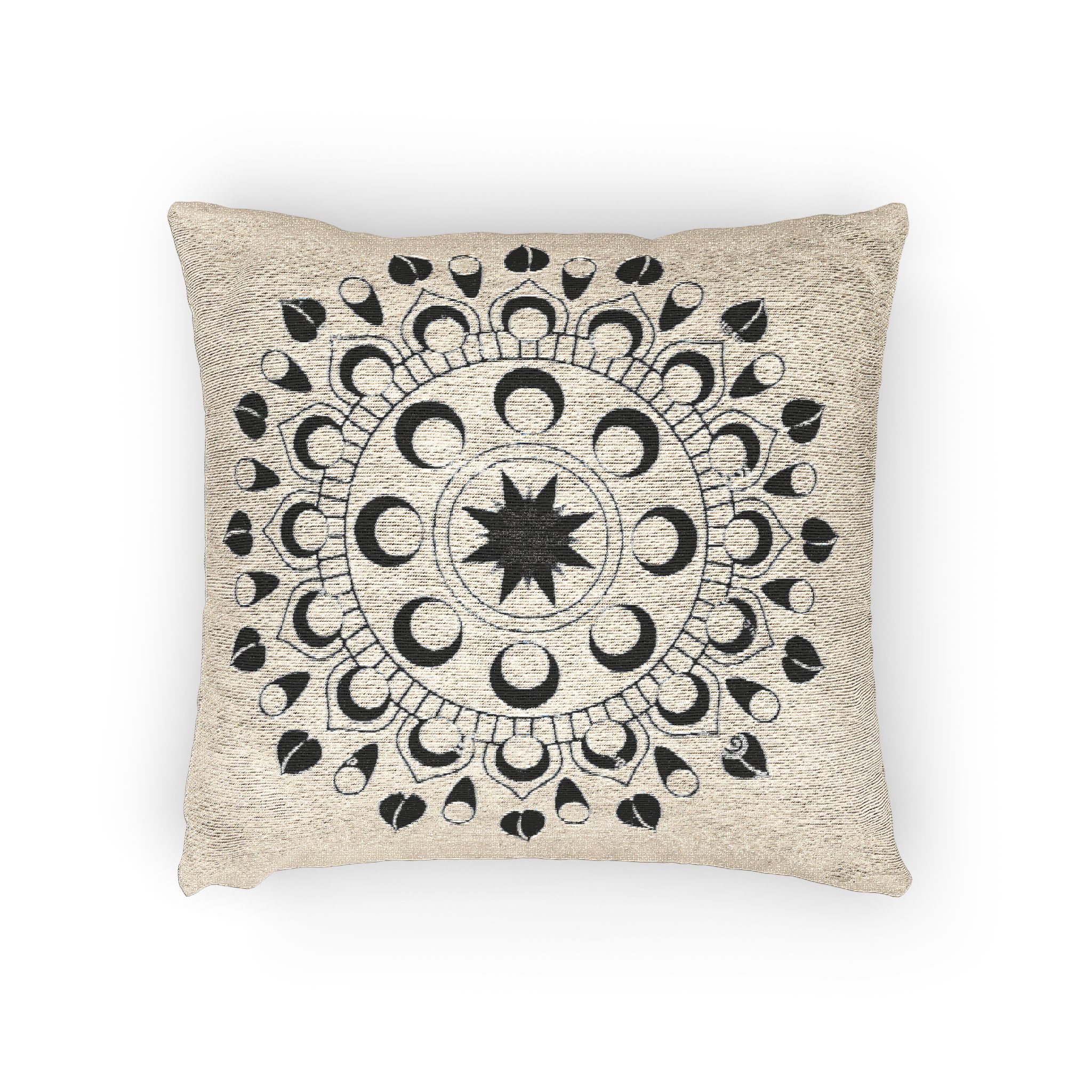 Woven Pillow — Boho Moon Phase Mandala Decorative Pillow - Image 2