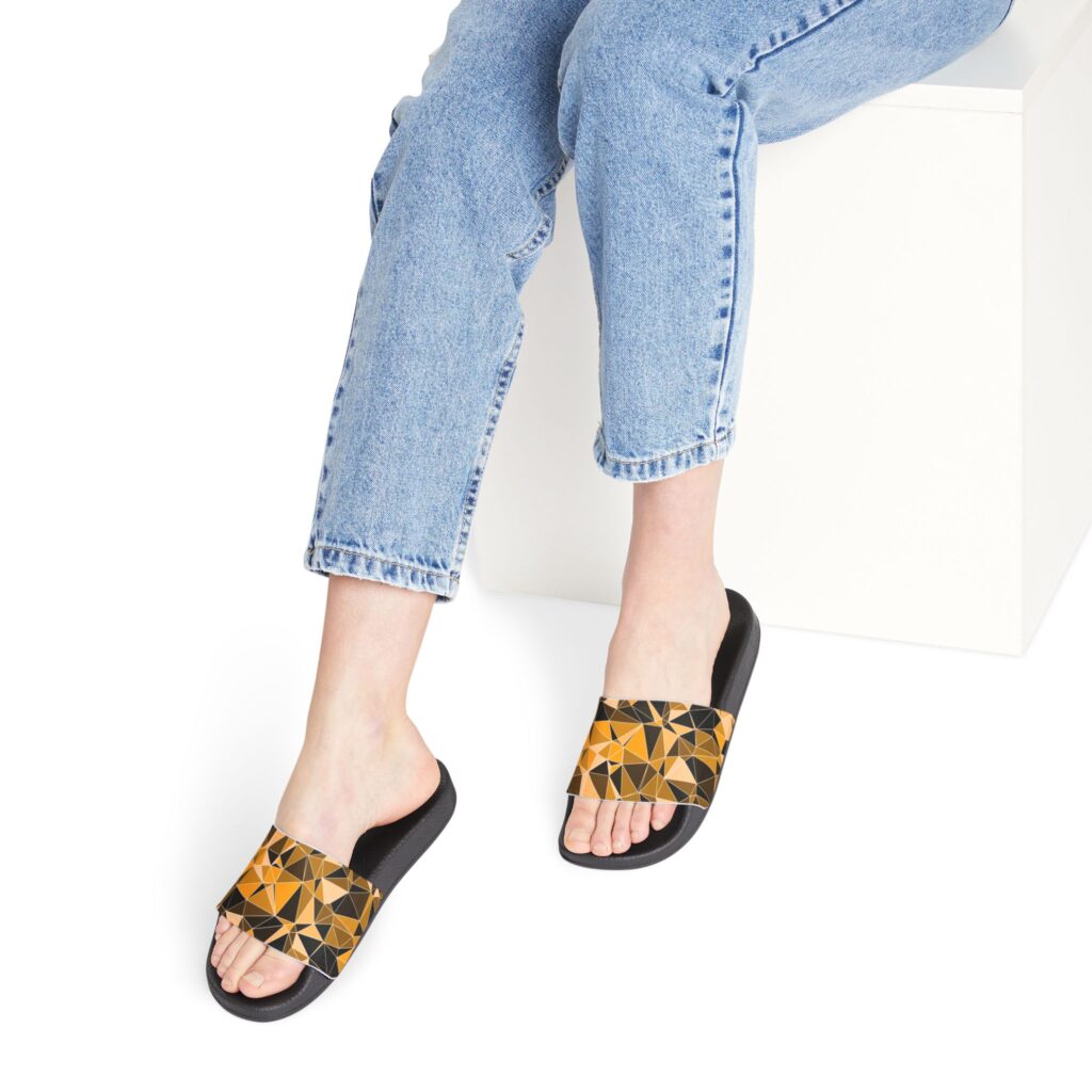 Geometric Amber Slide Sandals — Women's Removable‑Strap Pool Slides