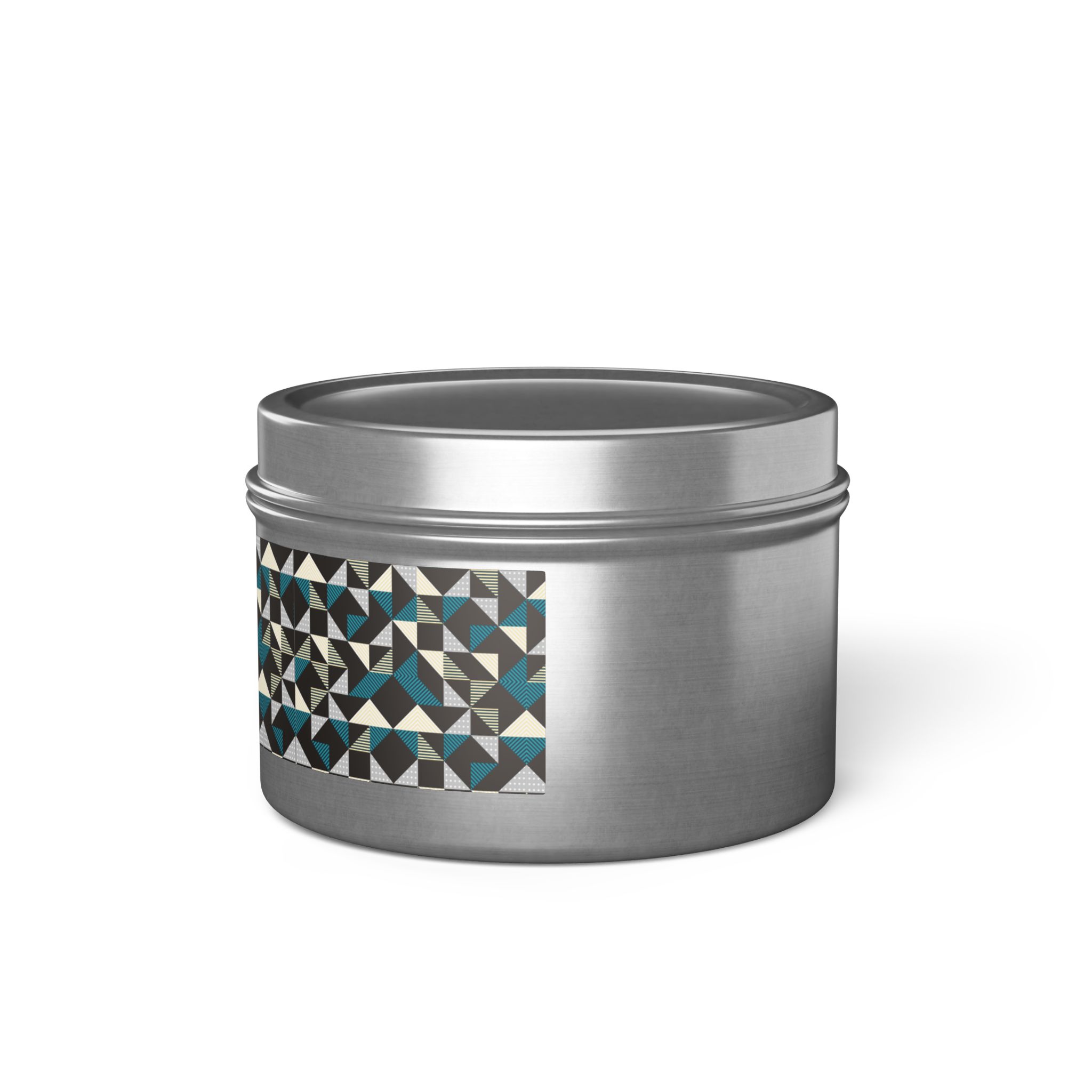 Geometric Triangle Tin Candle — Modern Teal & Grey Scented Candle - Image 87