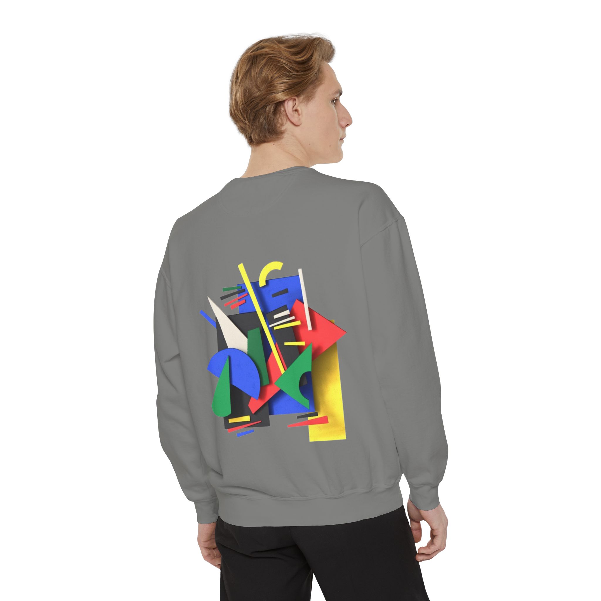 Abstract Geometric Crewneck Sweatshirt — Colorful 80s Retro Art Design - Image 5