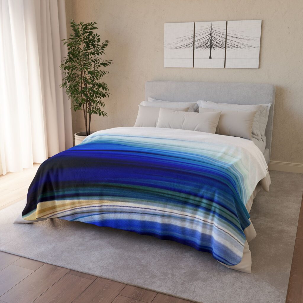 Blue Wave Fleece Sherpa Blanket