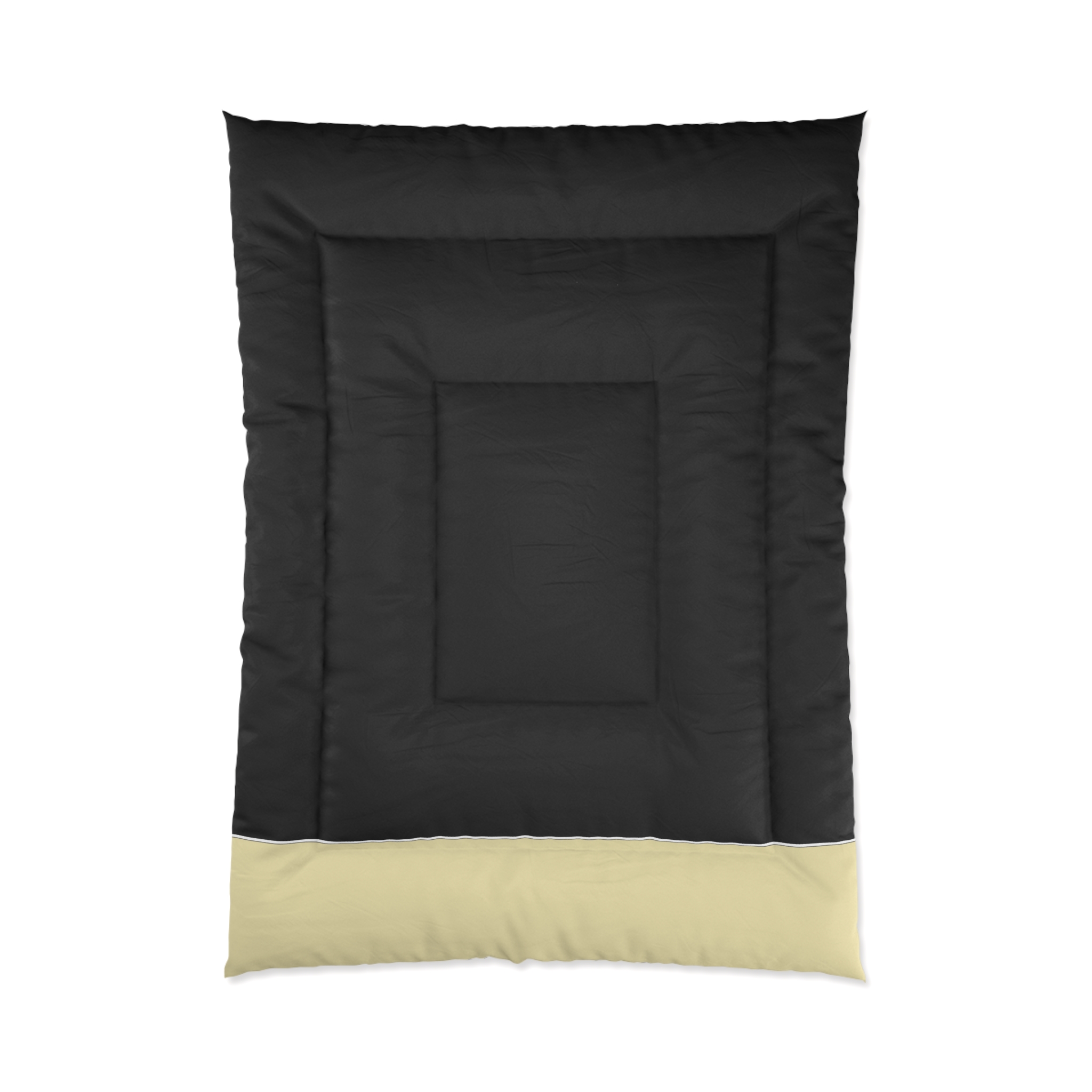 Two-Tone Black and Beige Comforter – Modern Minimalist Bedspread - Image 2