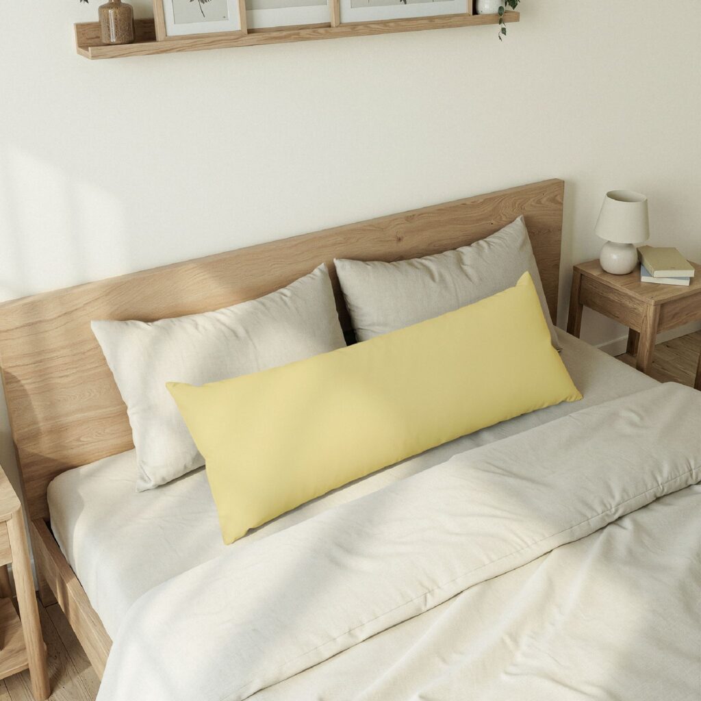 Body Pillow — Pale Yellow Long Bolster Cushion for Sleeping & Relaxation