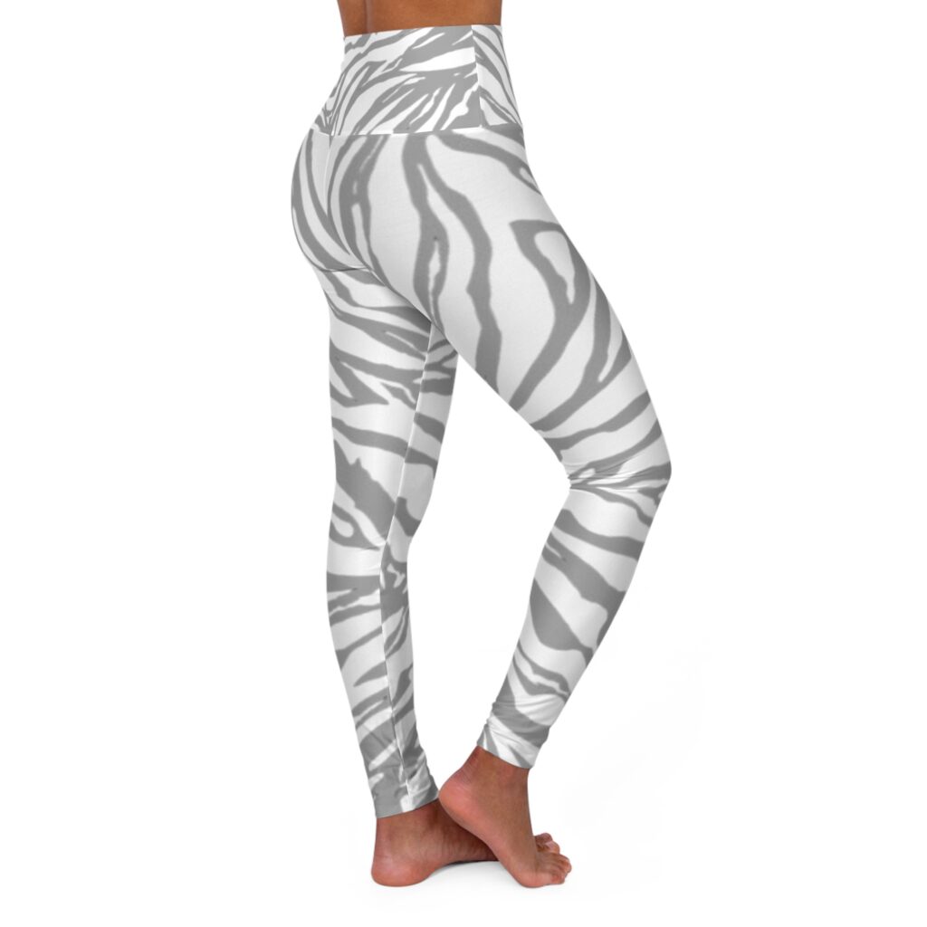 High-Waist Grey Zebra Print Yoga Leggings — Animal-Print Activewear