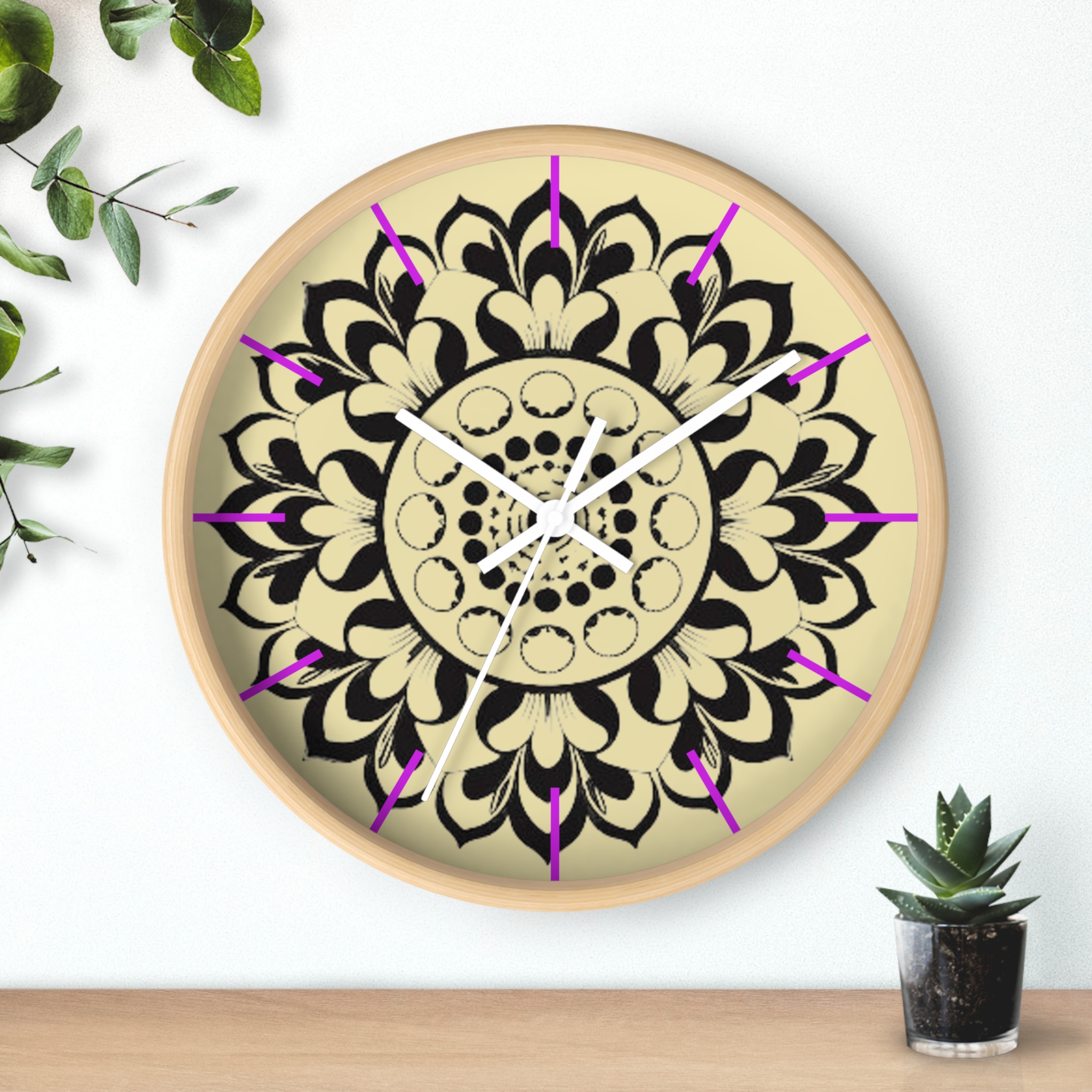 Mandala Moon Phase Wall Clock — Boho Floral Lunar Home Decor - Image 18