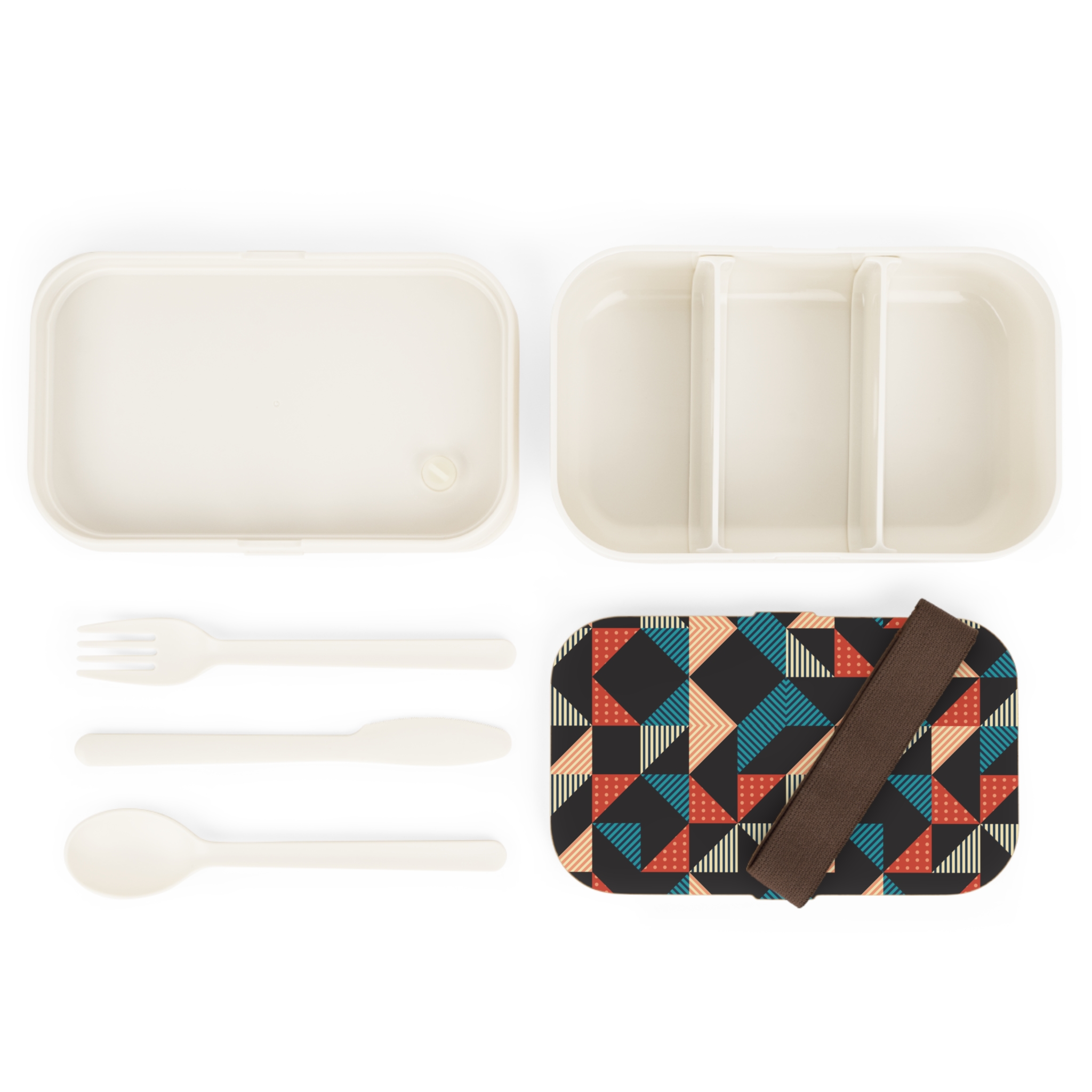 Geometric Retro Bento Lunch Box — Mid-Century Patterned Food Container - Image 3