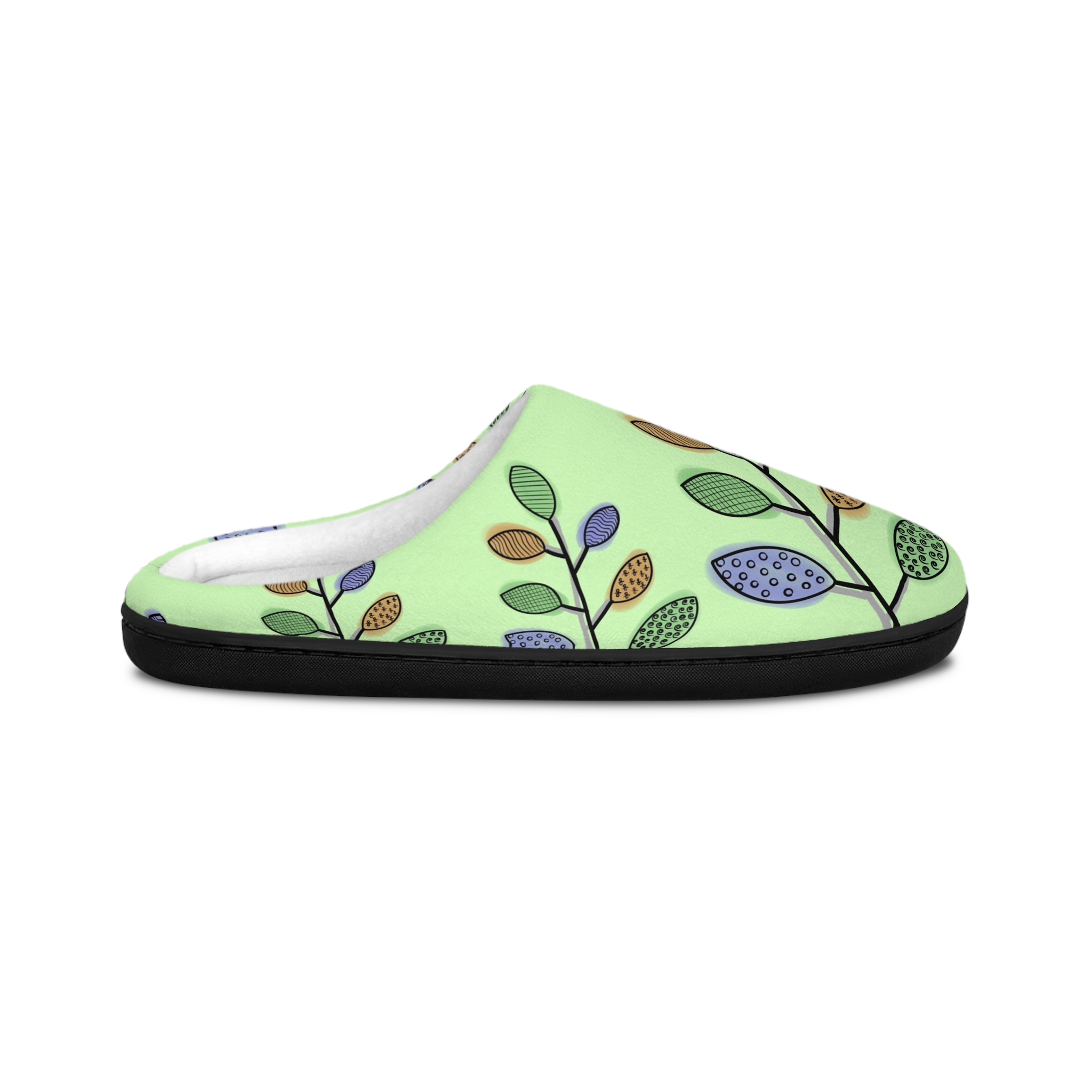 Floral Leaf Print Slippers — Women's Cozy Indoor House Shoes - Image 2