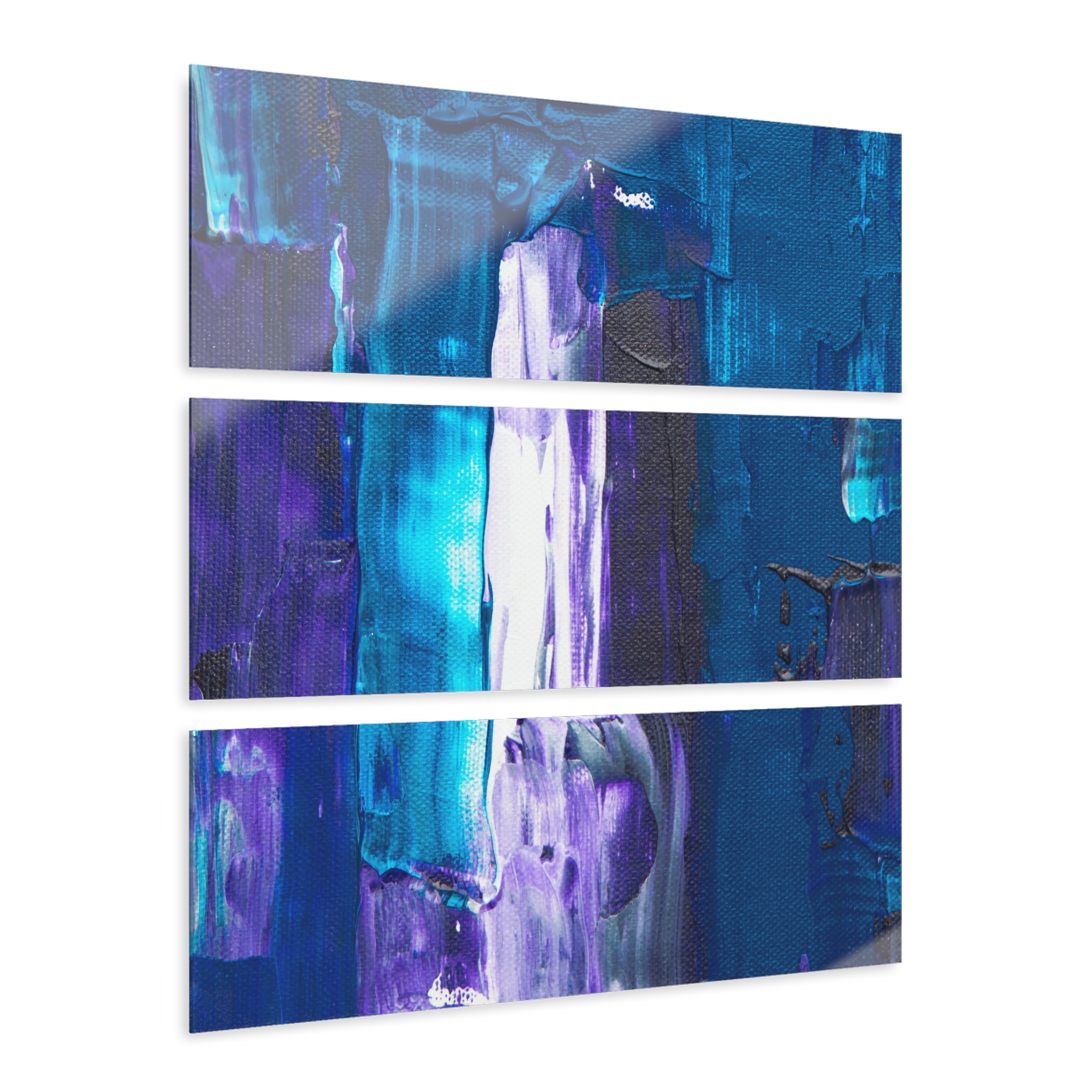 Abstract Blue & Purple Triptych Acrylic Wall Art - Image 2
