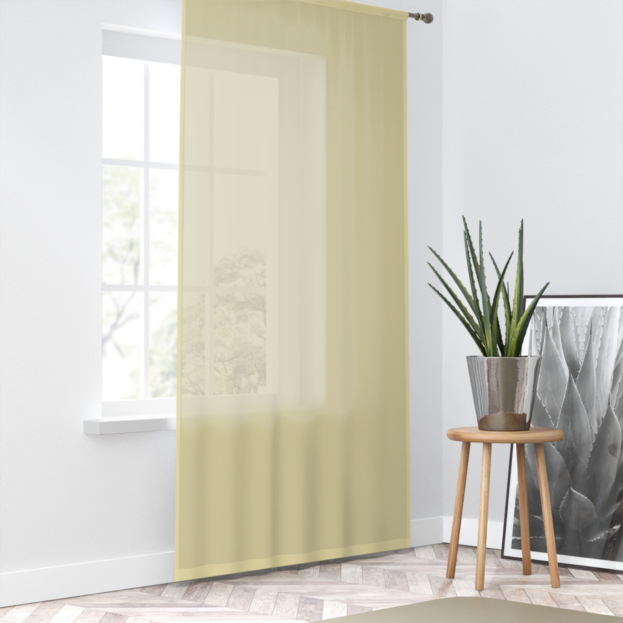 Sheer Yellow Window Curtain — Lightweight Sun-Filtering Drapery for Living Room & Bedroom