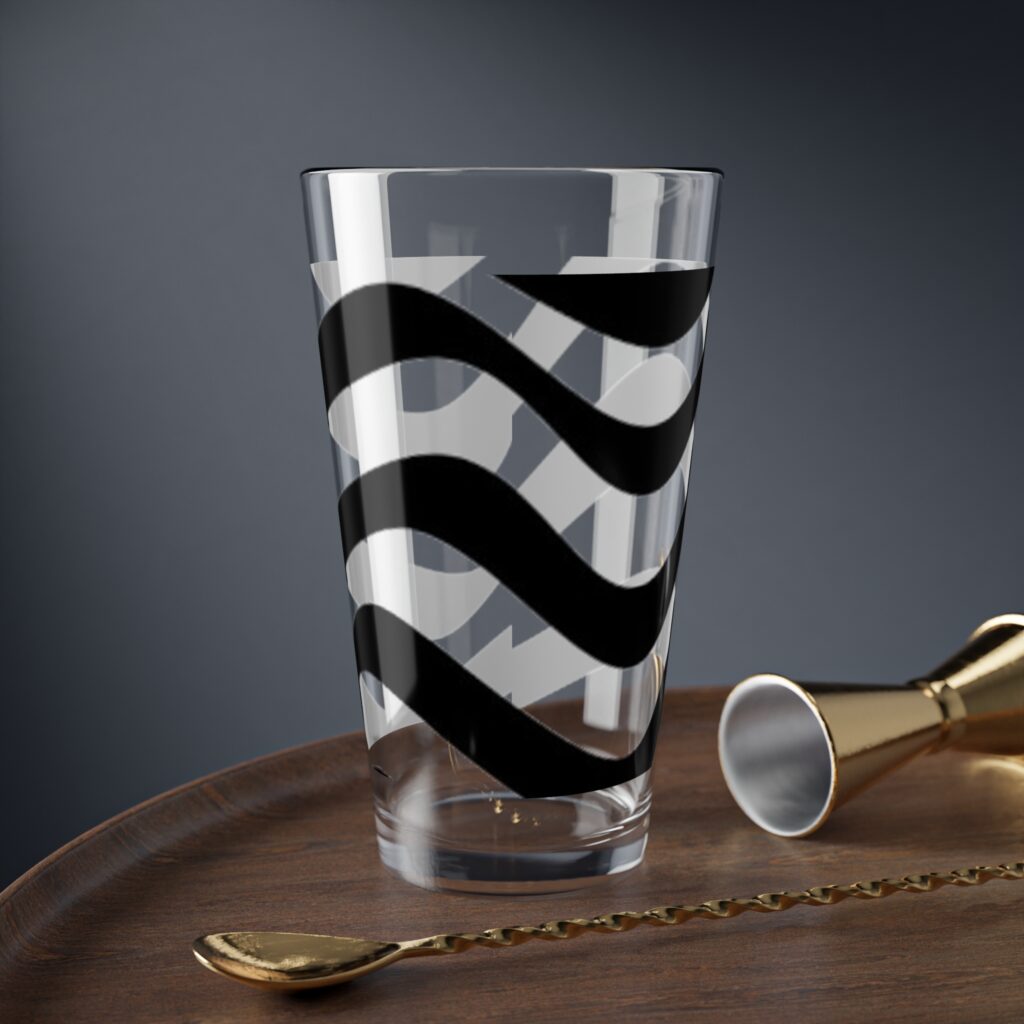 16oz Mixing Glass — Modern Black Wave Cocktail Mixer
