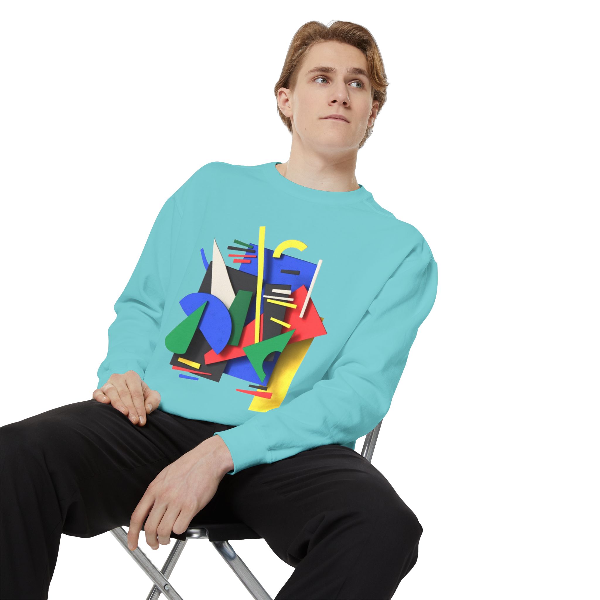 Abstract Geometric Crewneck Sweatshirt — Colorful 80s Retro Art Design - Image 30