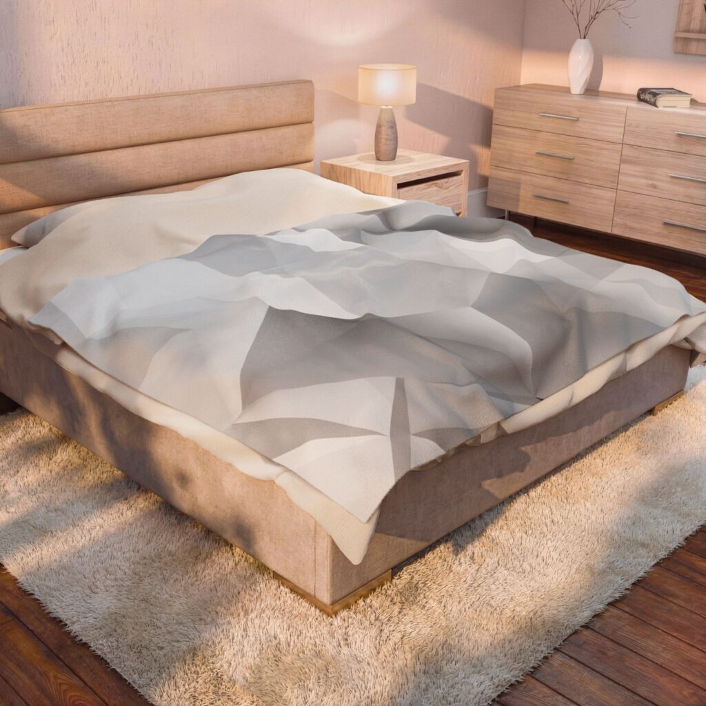 Velveteen Plush Blanket — Geometric Gray Origami Texture Throw