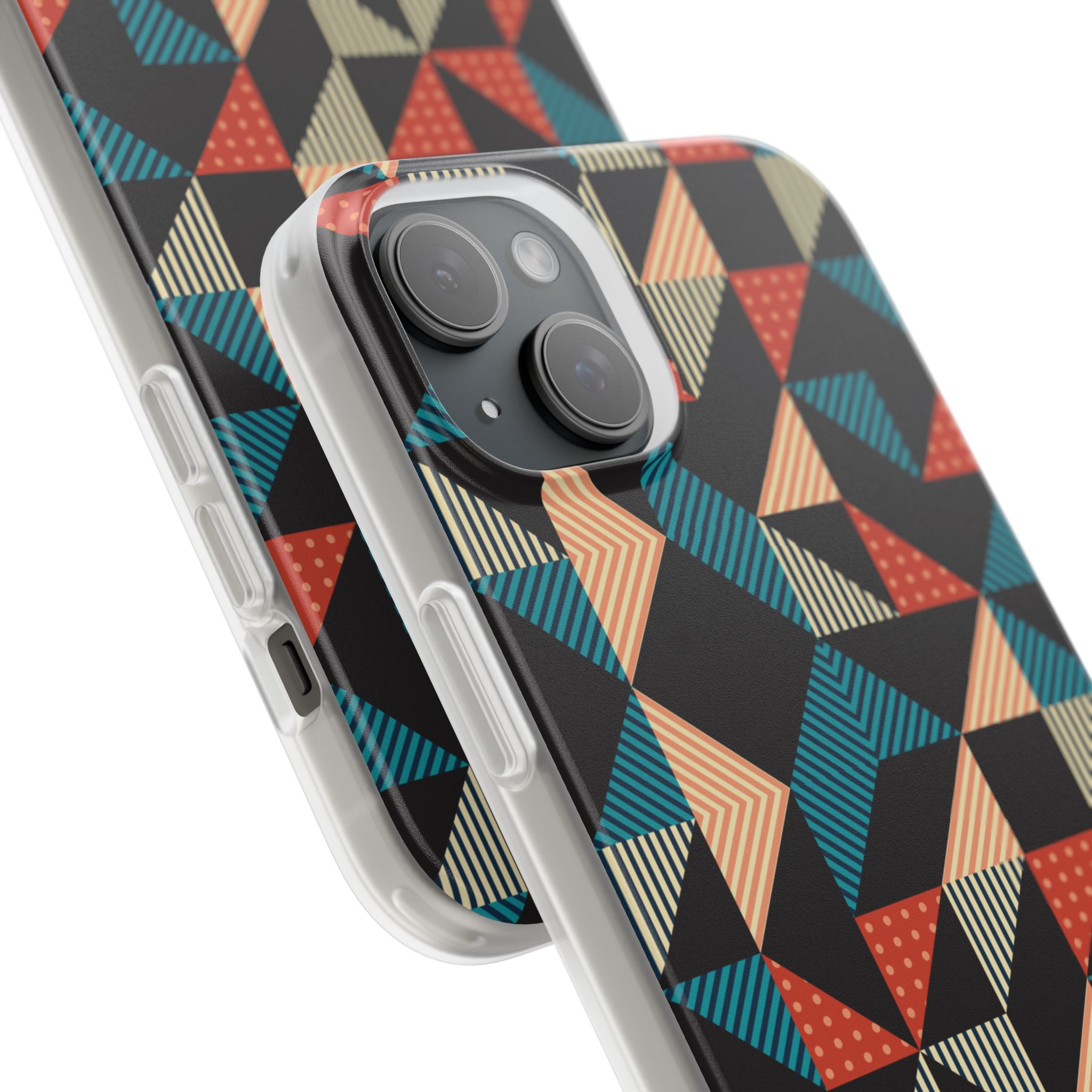 Geometric Retro Triangle Phone Case — Colorful Mid-Century Pattern Flexi Case - Image 77