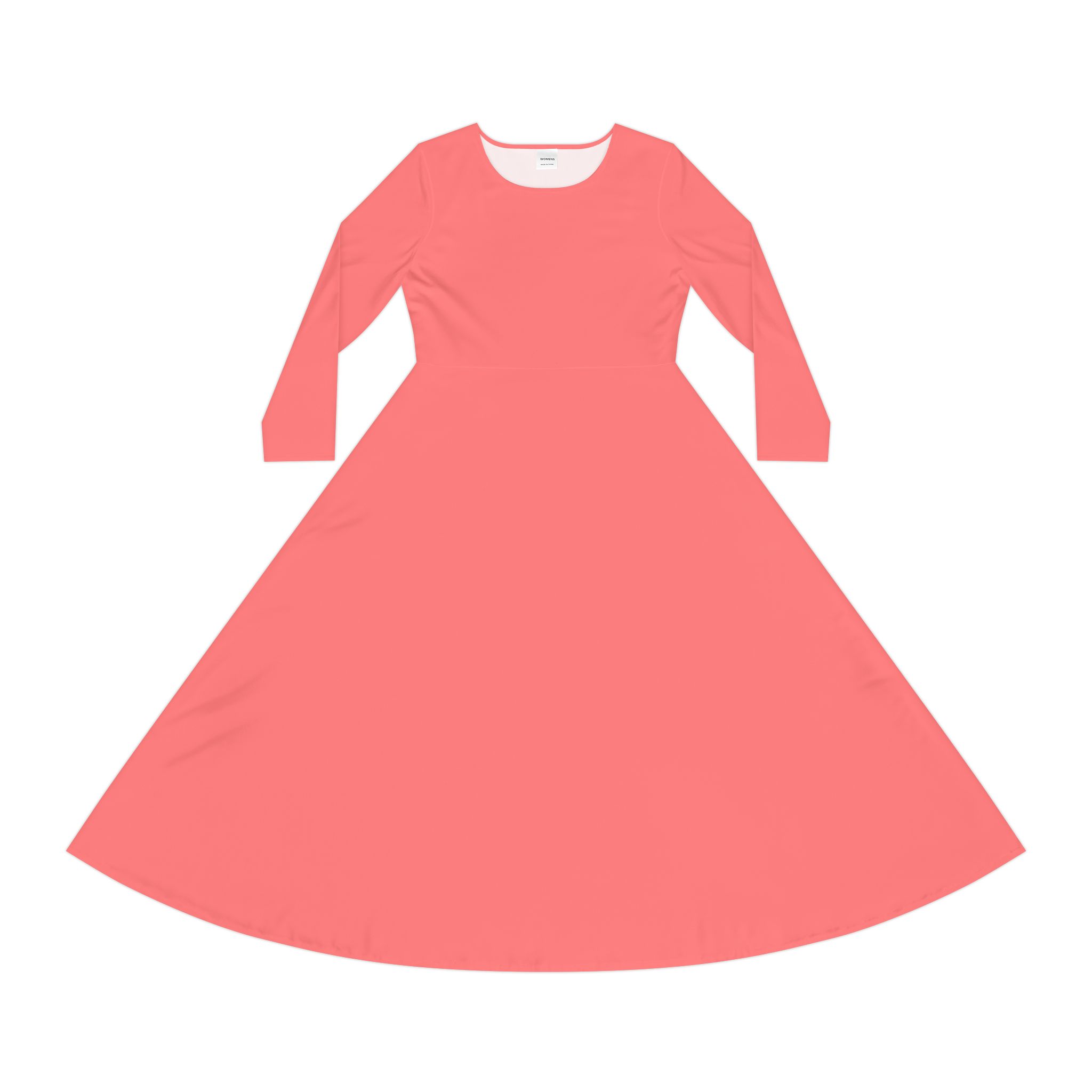 Coral A-Line Maxi for Ballet, Recital & Evening–Women's Long Sleeve Dance Dress - Image 2