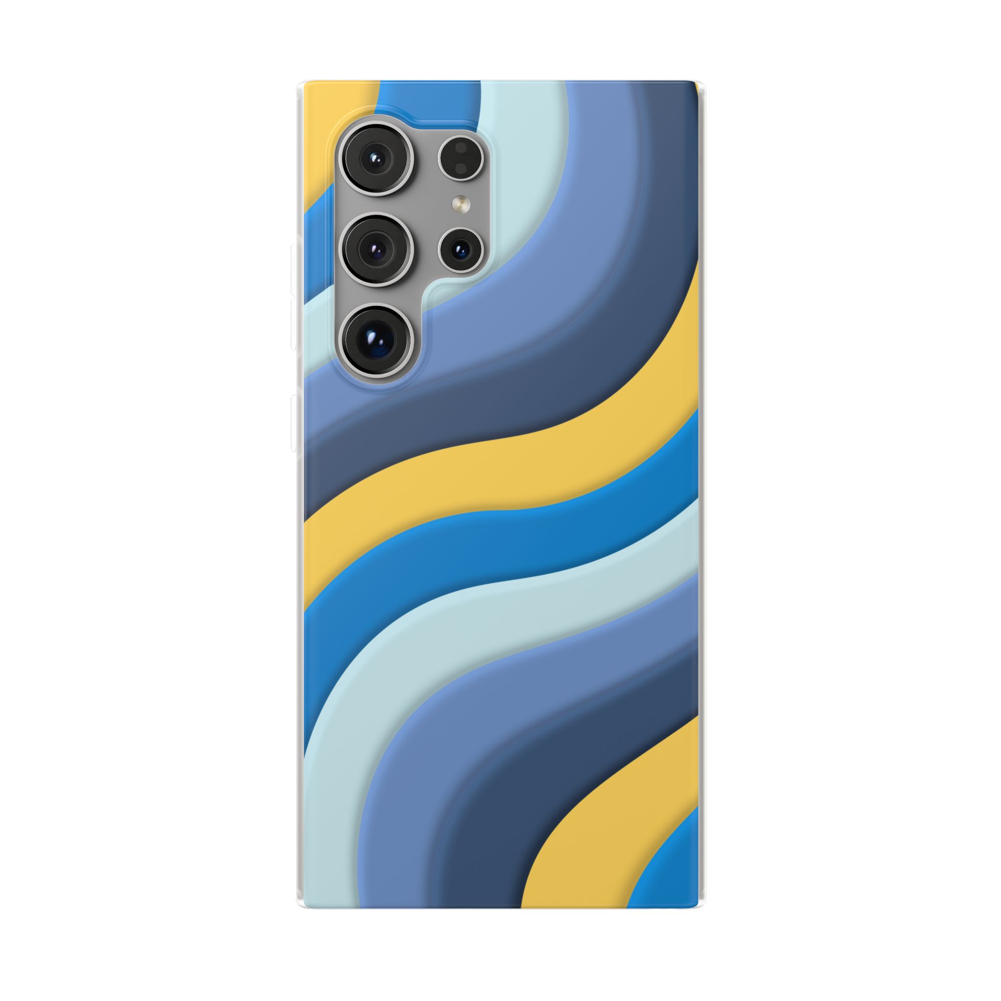Retro Blue & Yellow Abstract Flexi Case— Wave Pattern Phone Case - Image 102