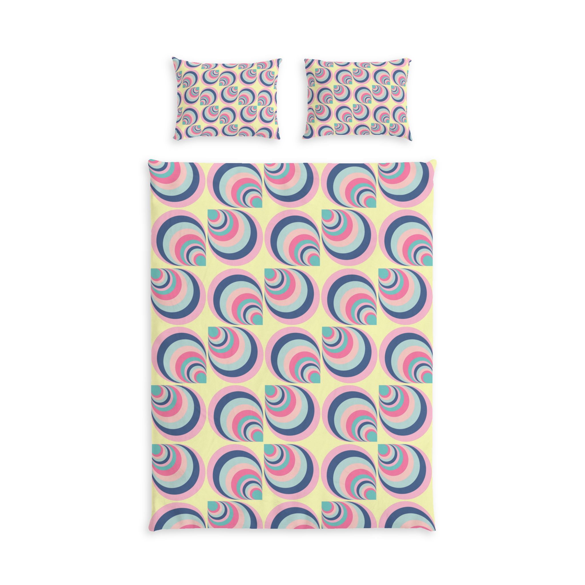 Retro Swirl Cotton Bed Set — Pastel 70s-Inspired Duvet Cover & Pillowcases - Image 2