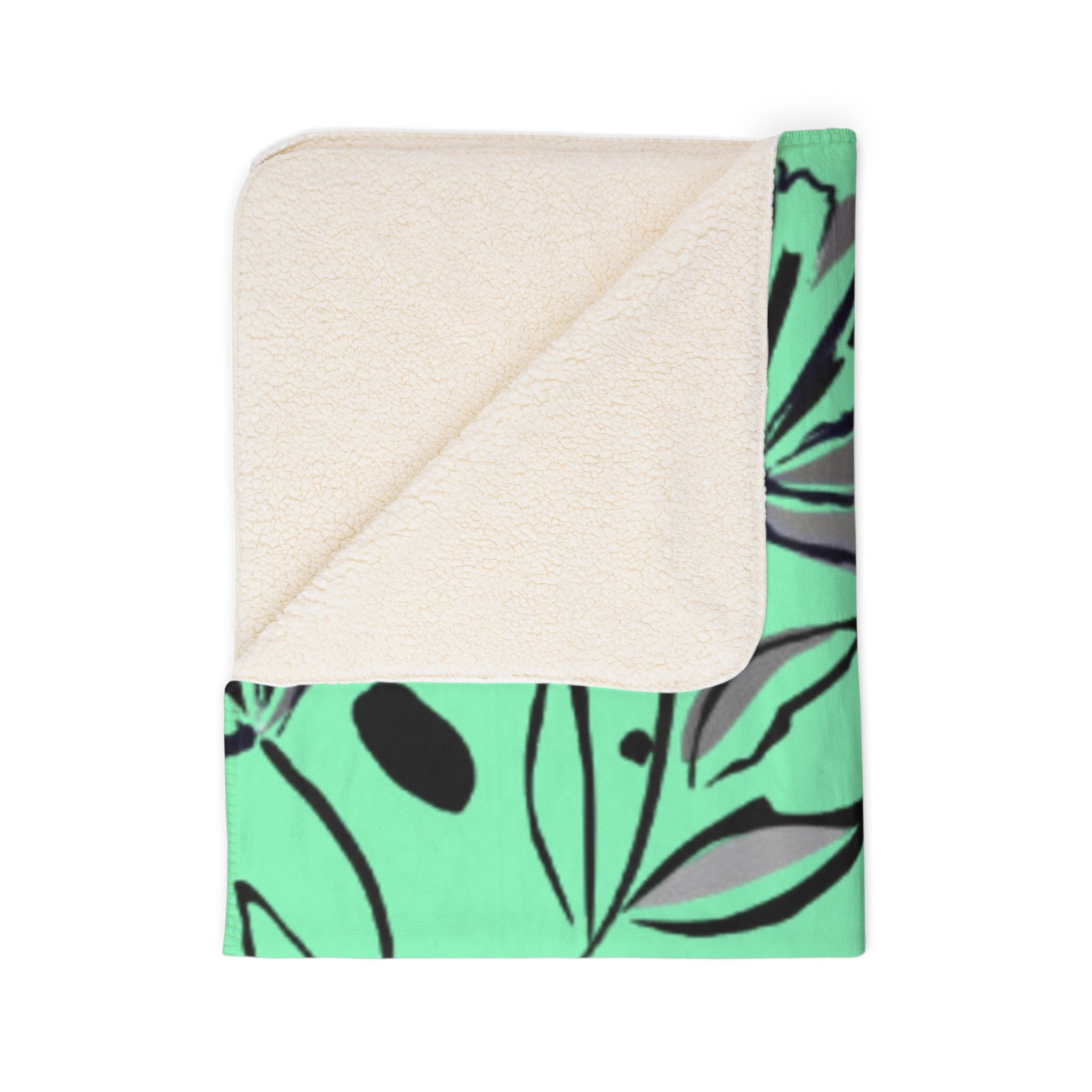 Mint Floral Fleece Sherpa Blanket – Cozy Floral Throw for Home & Gifts - Image 19