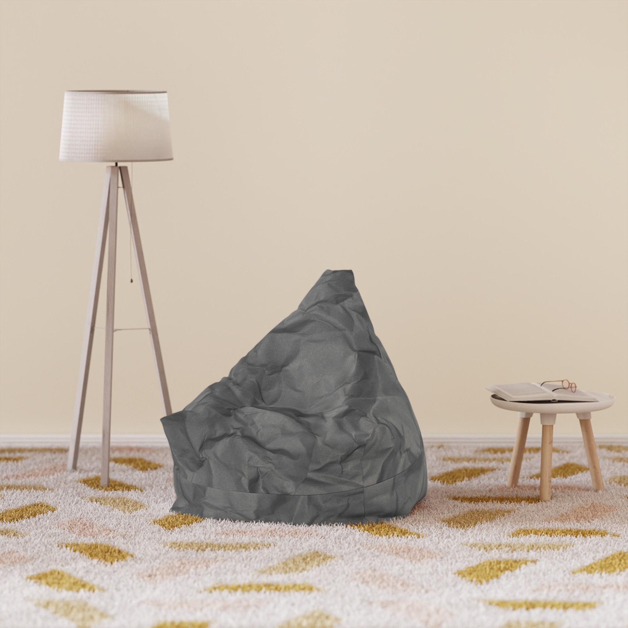 Gray Outdoor Bean Bag Cover — Weather-Resistant Replacement Slipcover