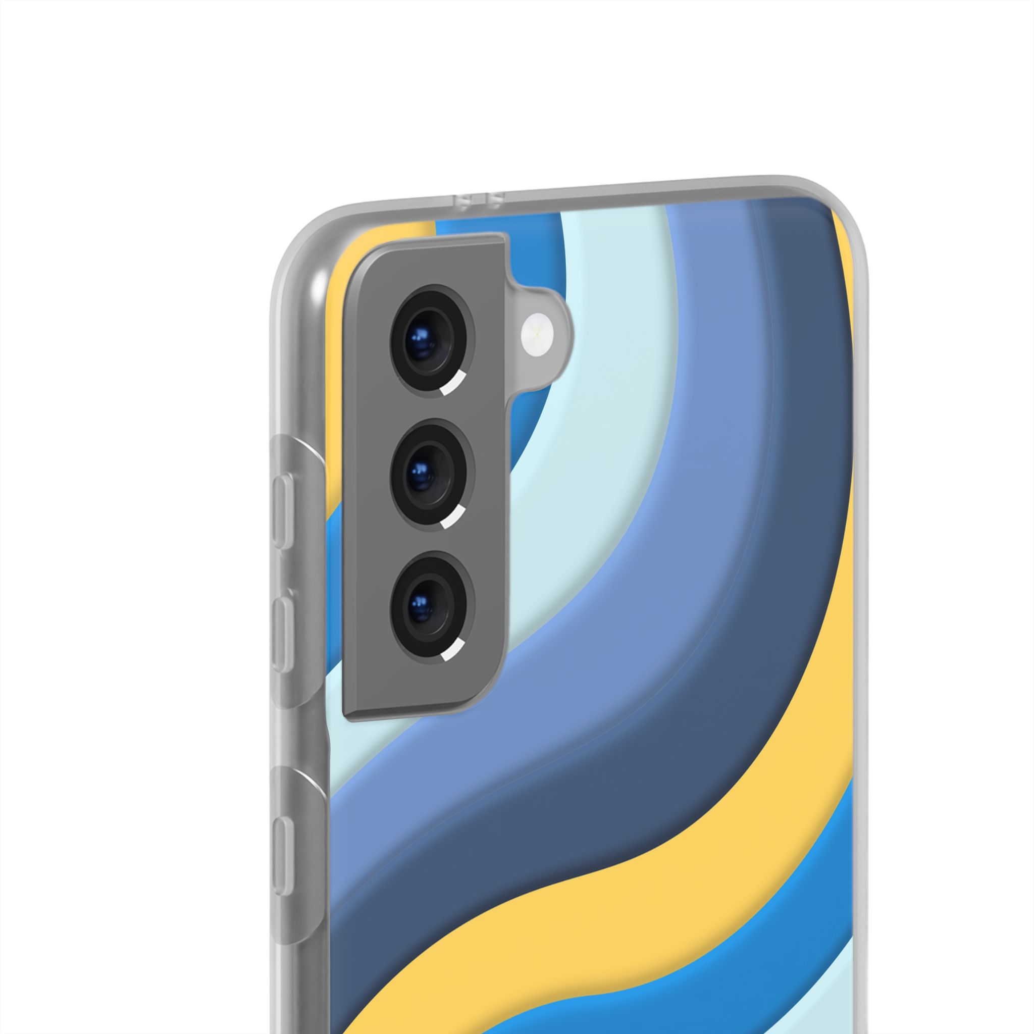 Retro Blue & Yellow Abstract Flexi Case— Wave Pattern Phone Case - Image 11