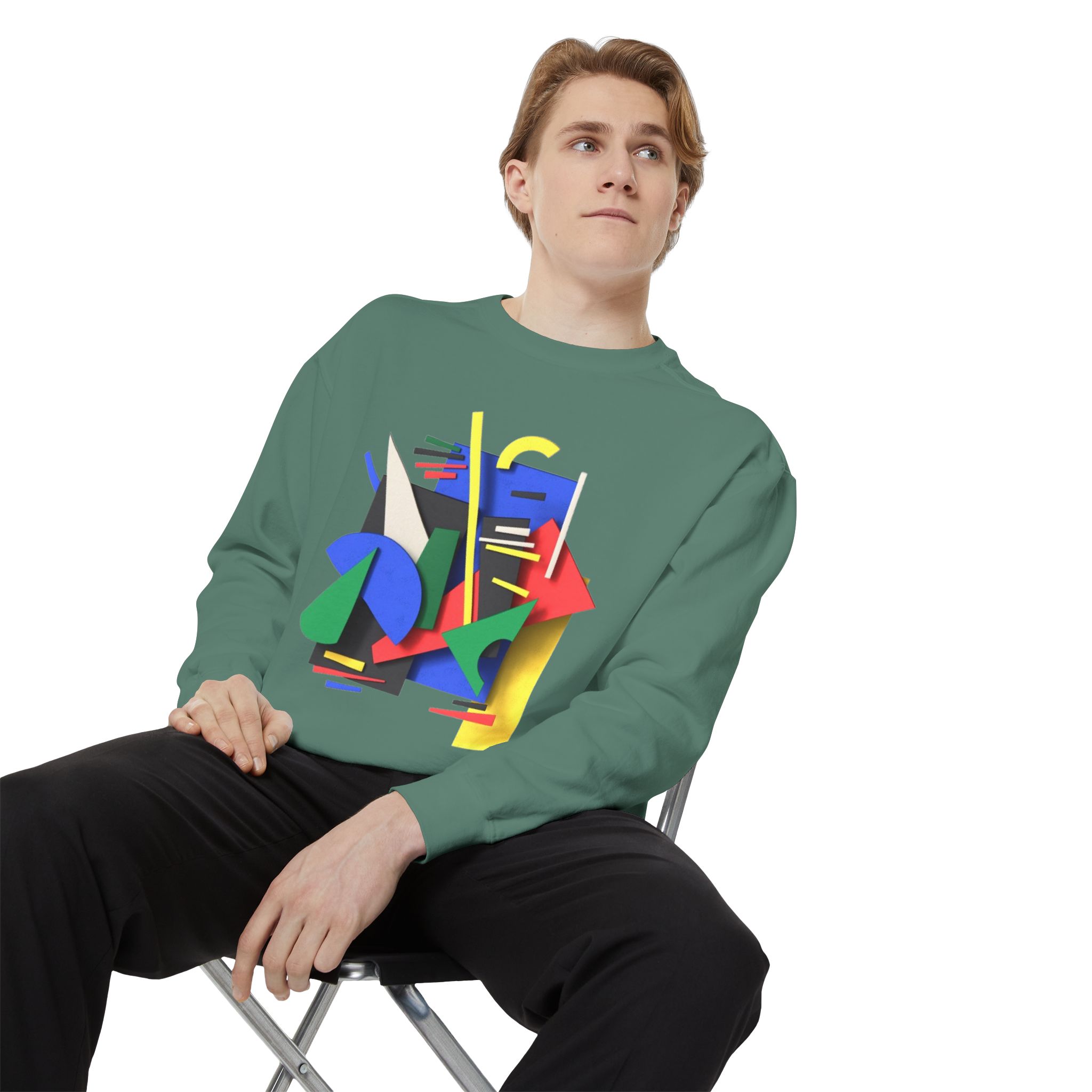 Abstract Geometric Crewneck Sweatshirt — Colorful 80s Retro Art Design - Image 36