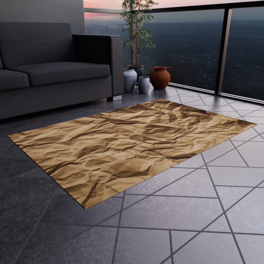 Neutral Textured Outdoor Rug — Weatherproof Patio Mat for Porch, Deck, & Entryway