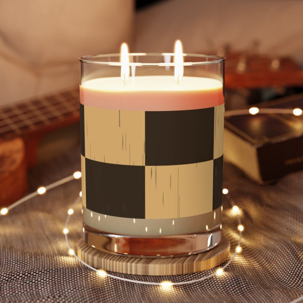 Checkerboard Wood Scented Candle — 11oz Glass Jar