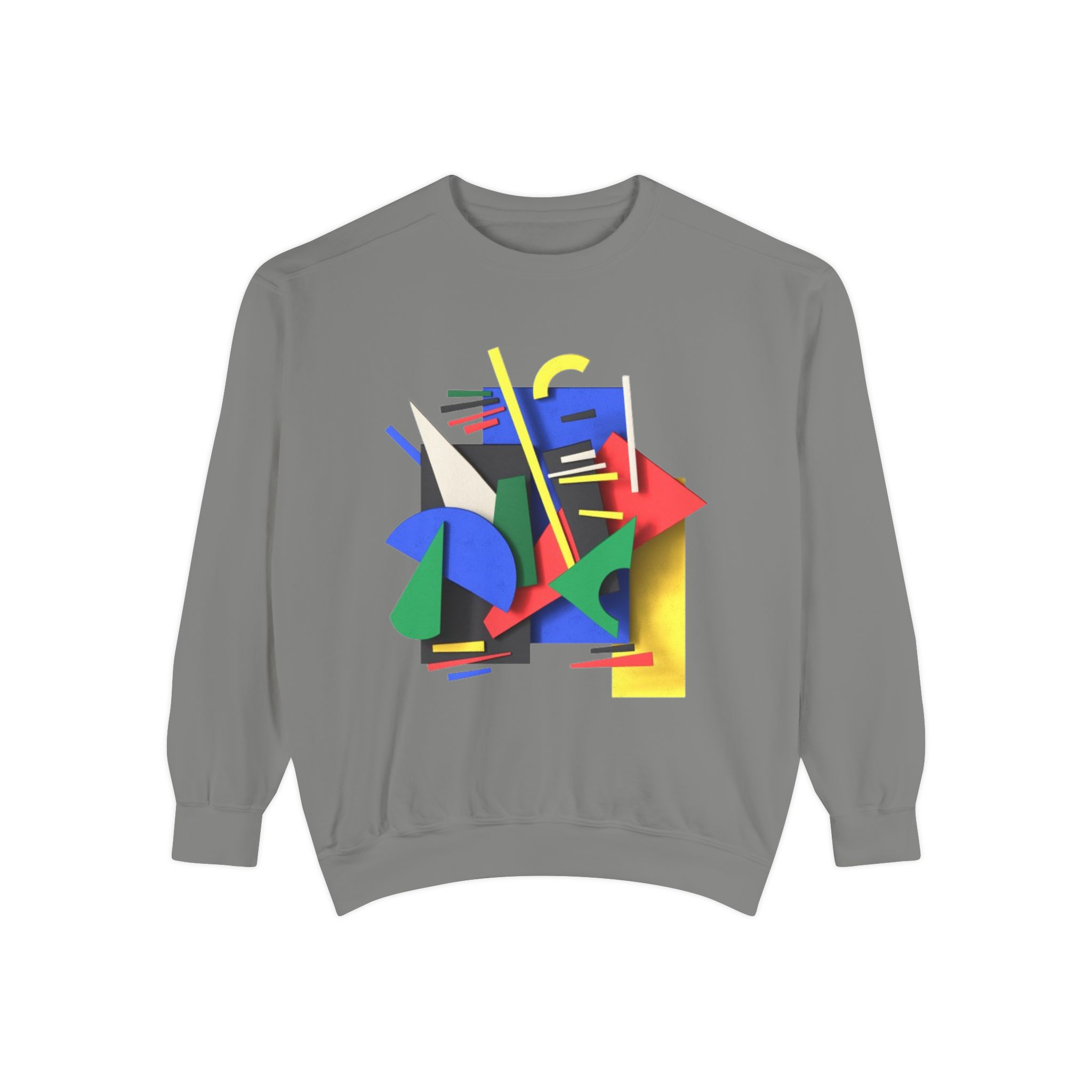 Abstract Geometric Crewneck Sweatshirt — Colorful 80s Retro Art Design - Image 2