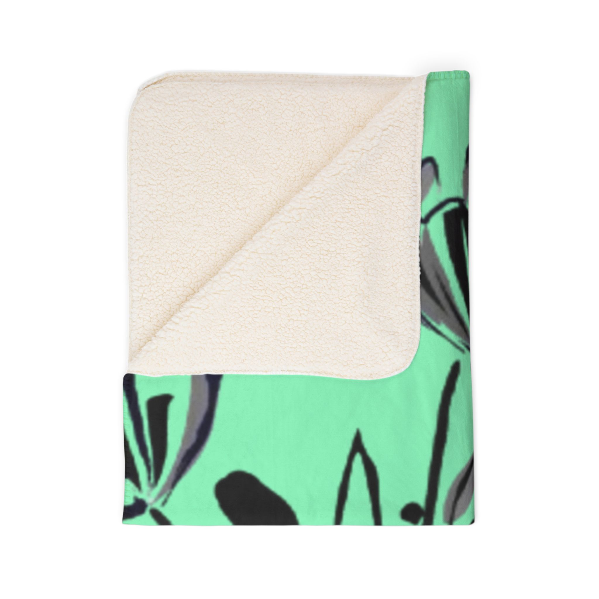 Mint Floral Fleece Sherpa Blanket – Cozy Floral Throw for Home & Gifts - Image 5