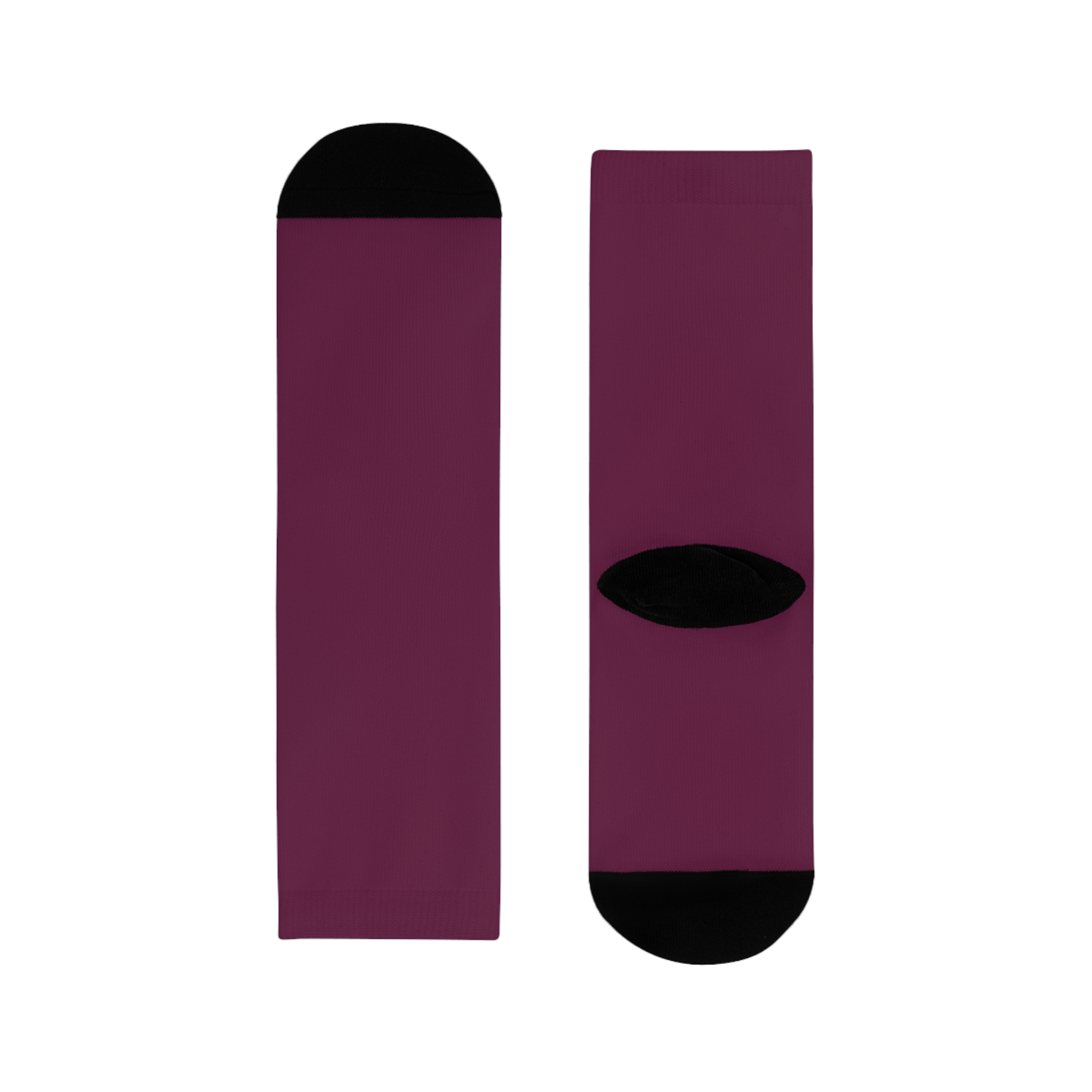 Maroon Sublimation Crew Socks — Customizable Burgundy Crew Socks (EU) - Image 2
