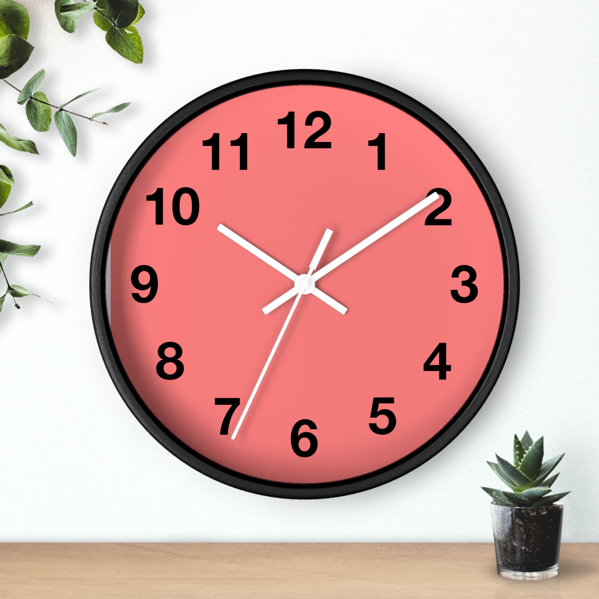 Coral Minimal Wall Clock — Modern Numeric Home & Office Clock - Image 9