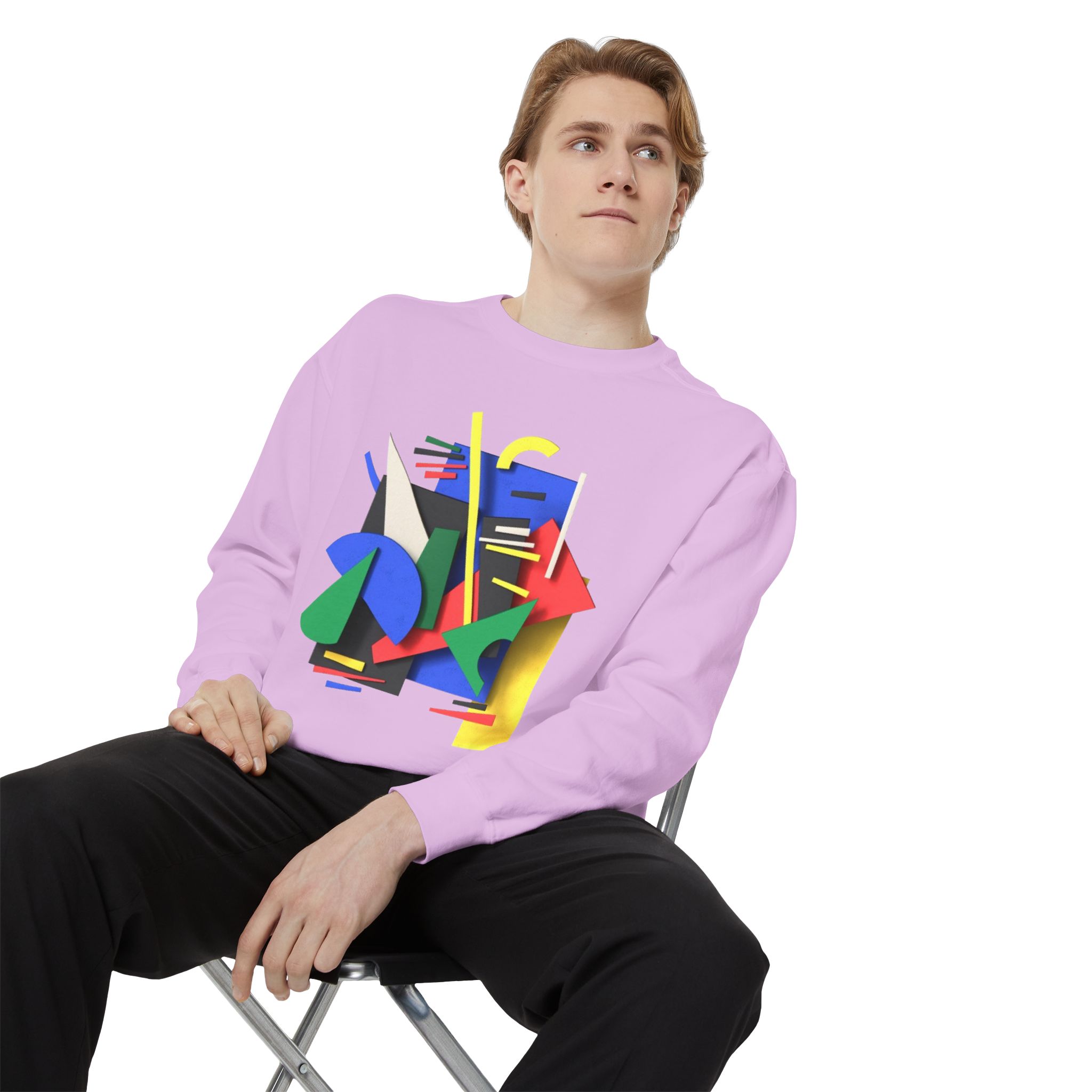 Abstract Geometric Crewneck Sweatshirt — Colorful 80s Retro Art Design - Image 90