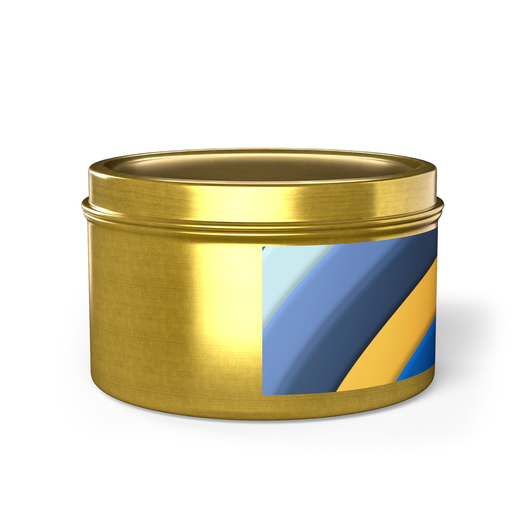 Blue & Gold Wave Tin Candle — Coastal Scented Soy Candle in Travel Tin - Image 107