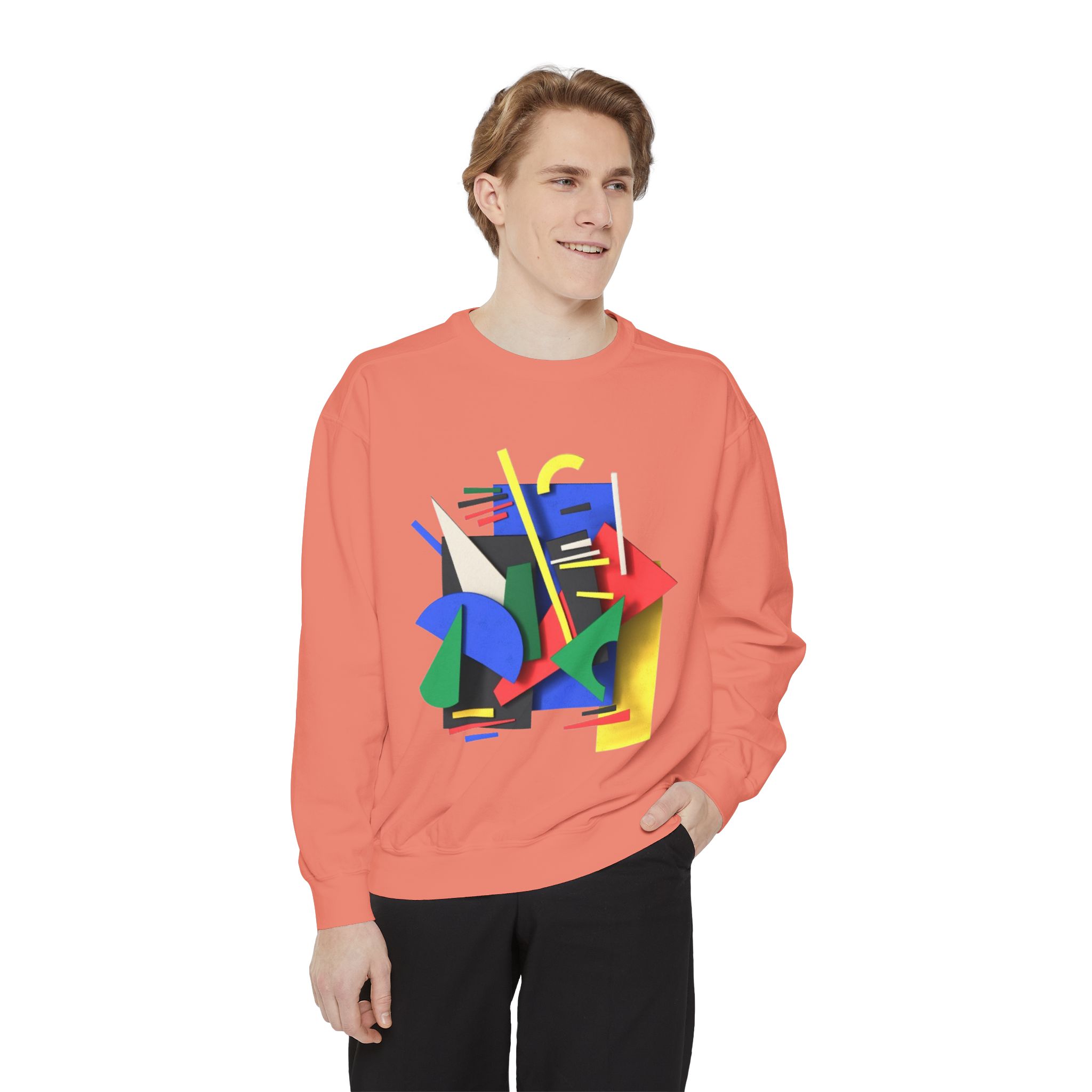 Abstract Geometric Crewneck Sweatshirt — Colorful 80s Retro Art Design - Image 15