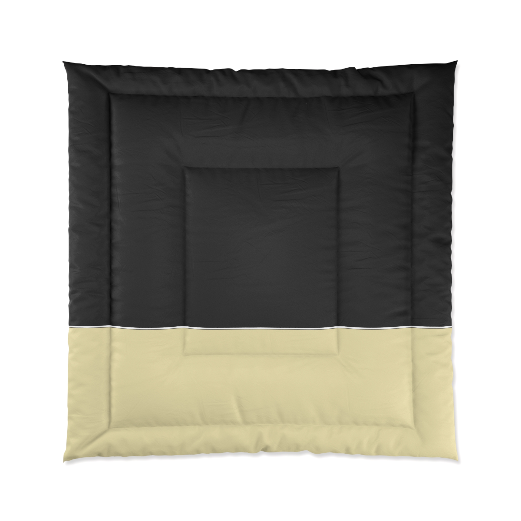Two-Tone Black and Beige Comforter – Modern Minimalist Bedspread - Image 3