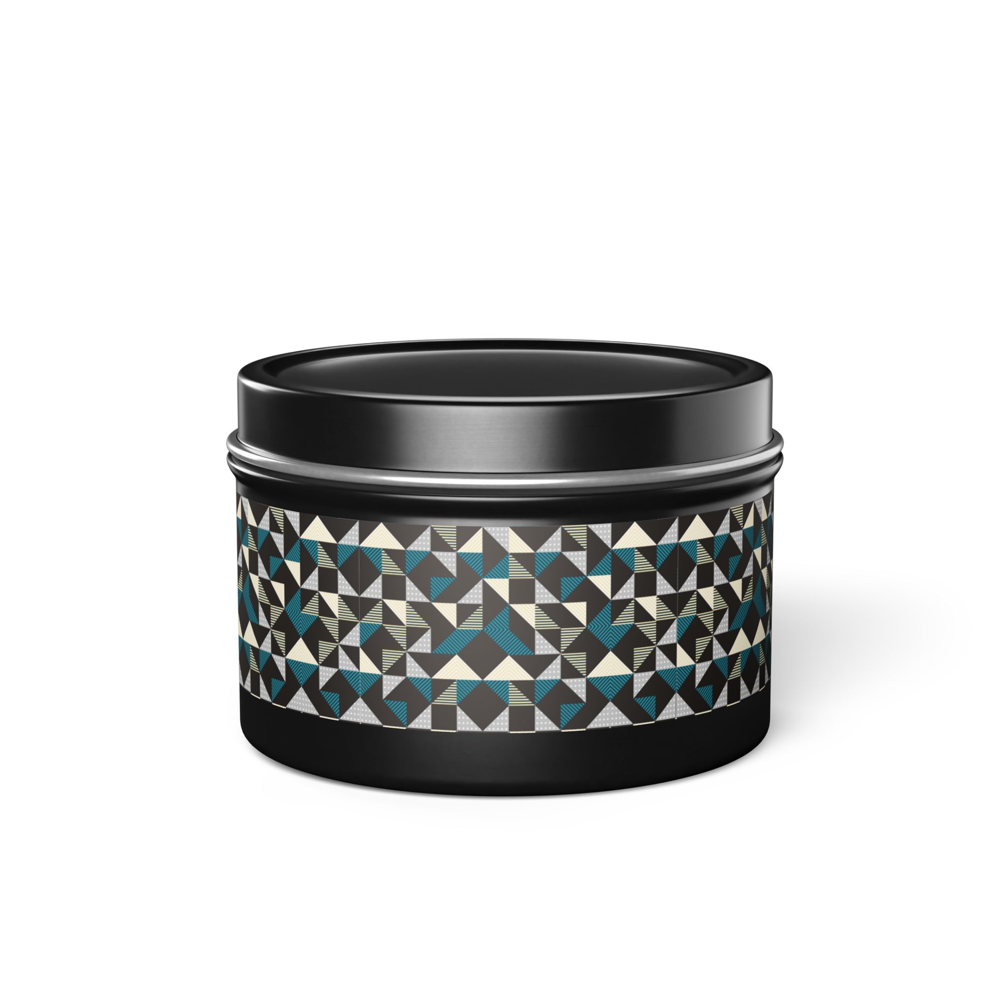 Geometric Triangle Tin Candle — Modern Teal & Grey Scented Candle - Image 55