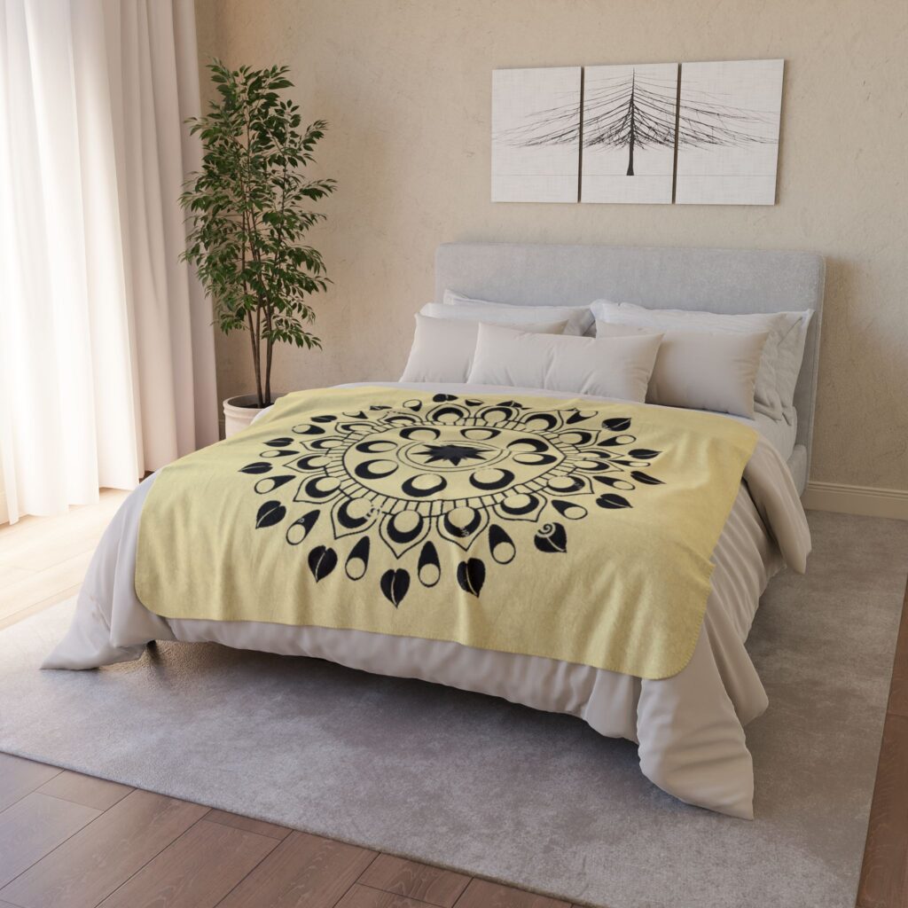 Moon Phase Mandala Fleece Sherpa Blanket