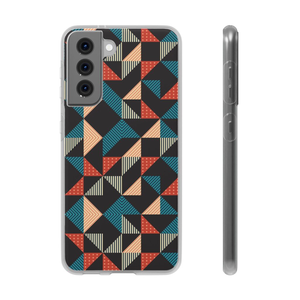 Geometric Retro Triangle Phone Case — Colorful Mid-Century Pattern Flexi Case