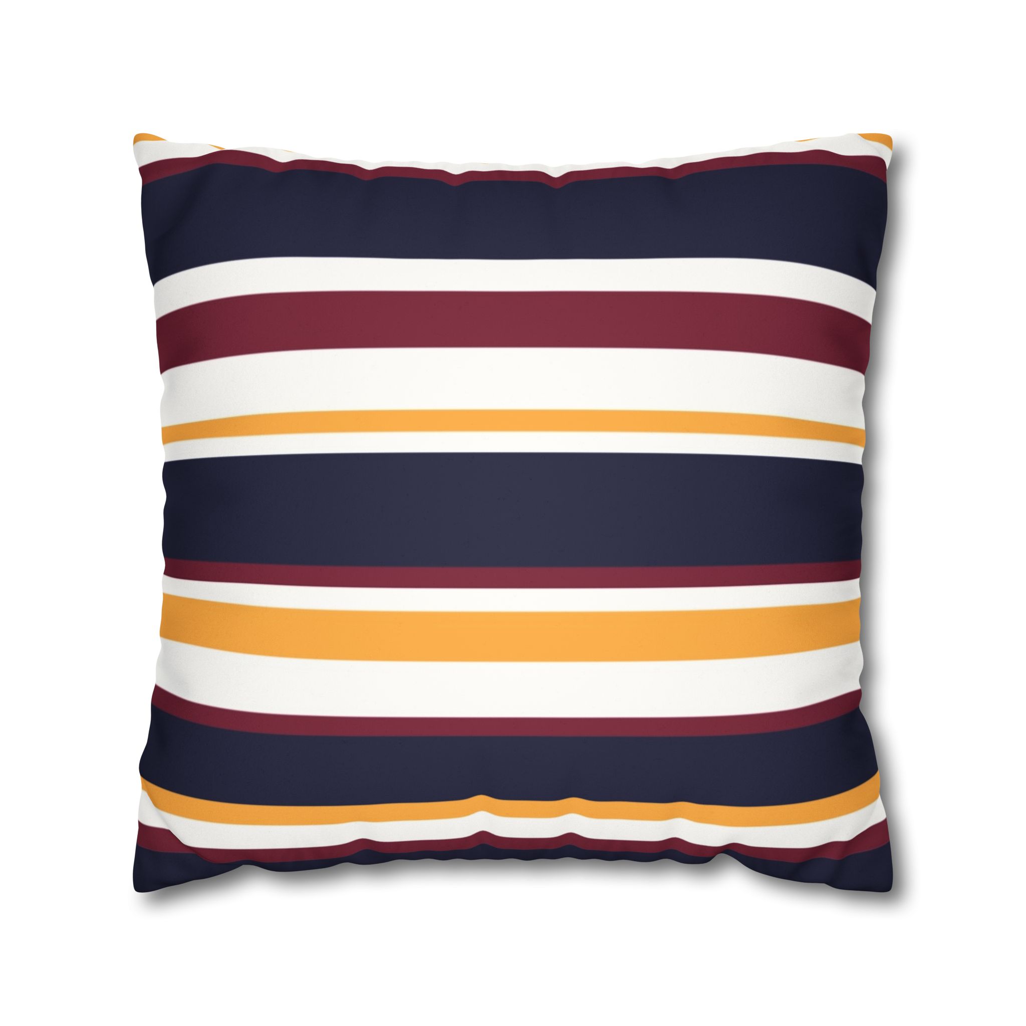 Striped Faux Suede Pillowcase - Navy, Maroon & Mustard Decorative Throw Pillow Cover - Image 13