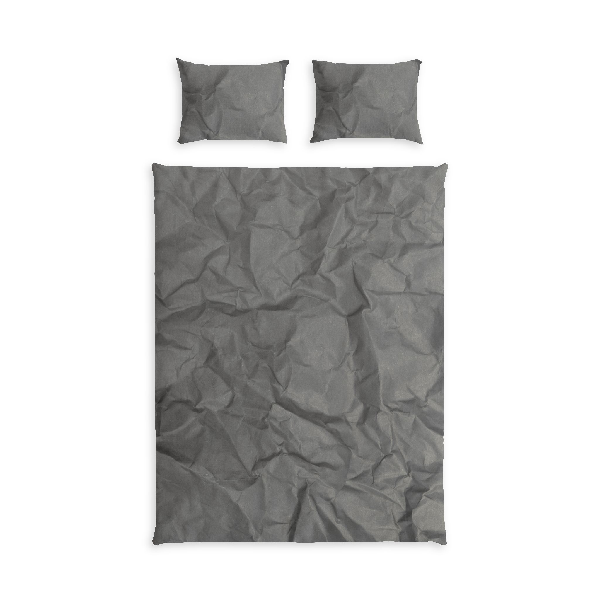 Wrinkled Charcoal Cotton Duvet Set — Modern Minimal Bedding - Image 2