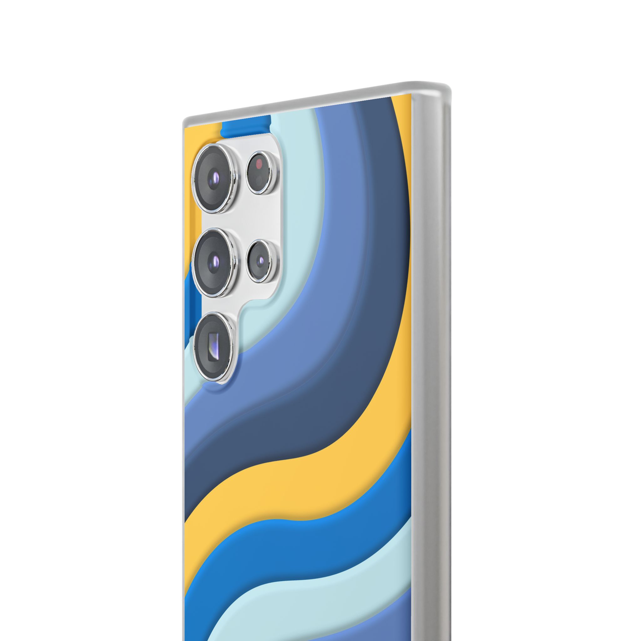 Retro Blue & Yellow Abstract Flexi Case— Wave Pattern Phone Case - Image 52