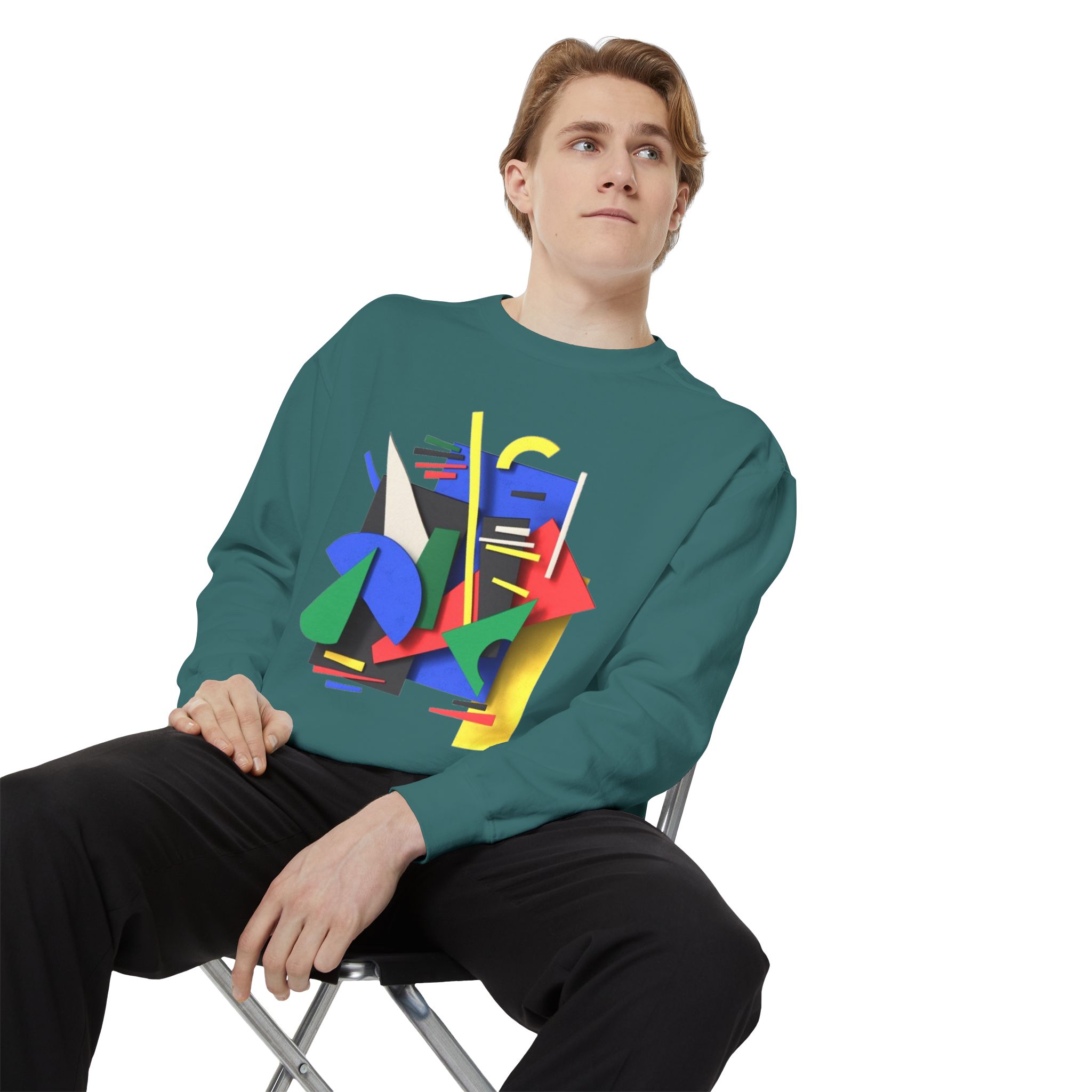 Abstract Geometric Crewneck Sweatshirt — Colorful 80s Retro Art Design - Image 42