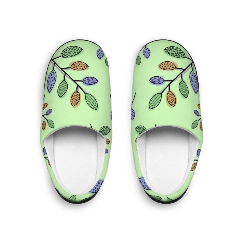 Floral Leaf Print Slippers — Women's Cozy Indoor House Shoes