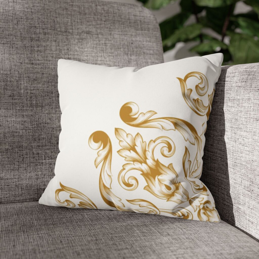 Gold Baroque Faux Suede Pillowcase